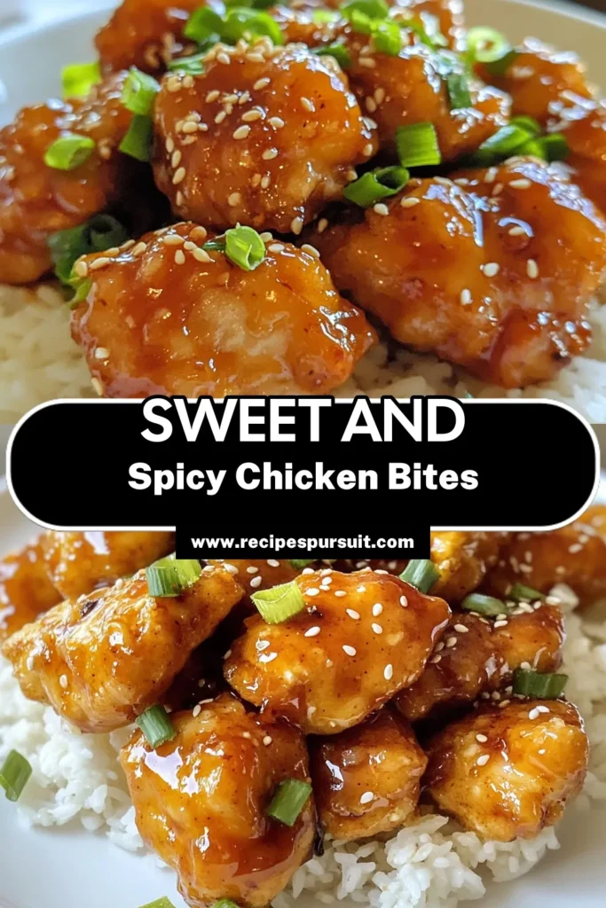 Savor the irresistible flavor of Spicy Honey Garlic Chicken! This easy spicy chicken recipe transforms chicken breast into crispy chicken bites, perfect for a quick chicken dinner any night of the week. Our honey garlic chicken bites recipe makes a delightful dish that's both sweet and spicy. Perfect for sharing or as a family meal, don't miss out on this deliciousness! Click to try this recipe today! #SpicyHoneyGarlicChicken #EasyChickenRecipe #CrispyChickenBites #QuickDinnerideas