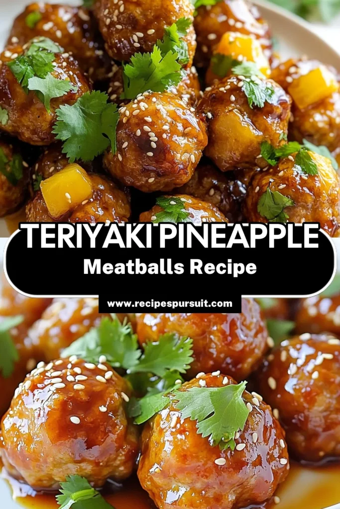 Discover the tropical flavor of Pineapple Teriyaki Meatballs, a delicious twist on your standard meatball recipe! This ground chicken meatballs recipe features easy teriyaki meatballs baked to perfection with sweet pineapple for a delightful touch. Perfect for dinner or a party appetizer, these baked meatballs with pineapple are sure to impress. Try this tropical meatball recipe today and elevate your meal! Save this recipe for later! #PineappleTeriyakiMeatballs #EasyTeriyakiMeatballs #GroundChickenRecipe #TropicalMeatballRecipe