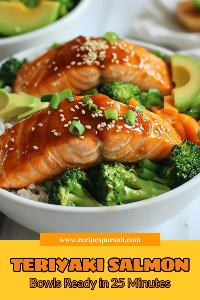 Savor the flavors of our Sesame Teriyaki Salmon Bowls! This easy teriyaki recipe features tender salmon fillets baked to perfection and served over healthy brown rice. Paired with vibrant steamed vegetables, this meal is not just delicious but nourishing too. Ideal for quick dinners, these healthy salmon bowls will become your go-to! Try it today and elevate your dinner game. Save for later! #SesameTeriyakiSalmon #HealthySalmonBowls #EasyTeriyakiRecipe #BrownRiceSalmonBowl