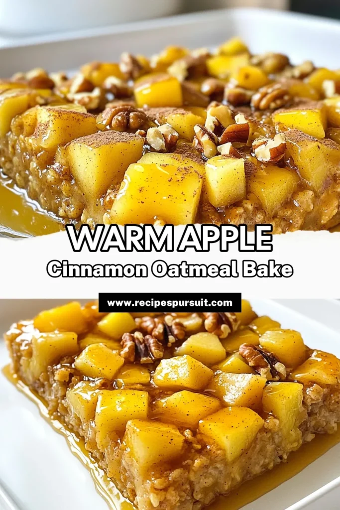 Try this delicious and nutritious apple cinnamon oatmeal bake perfect for breakfast or a snack. This healthy oatmeal recipe combines rolled oats, fresh apples, and warm spices for a comforting treat. Enjoy easy oatmeal bake with a vegan apple oatmeal recipe that everyone will love. Bake it and savor the goodness! Don’t forget to save this recipe for later! #OatmealBake #VeganRecipes #HealthyEating #AppleCinnamon