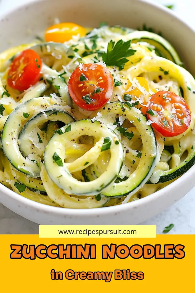 Discover the ultimate low-carb delight with this Creamy Alfredo Zucchini Noodles recipe! Perfect for anyone craving a guilt-free dish, these spiralized zucchini pasta noodles are smothered in a rich low-carb Alfredo sauce, featuring Parmesan cheese for an irresistible burst of flavor. Easy to make and ready in just 20 minutes, it's the ultimate healthy comfort food. Save this creamy zucchini noodles recipe for your next meal! #LowCarb #ZucchiniNoodles #HealthyRecipes #AlfredoSauce