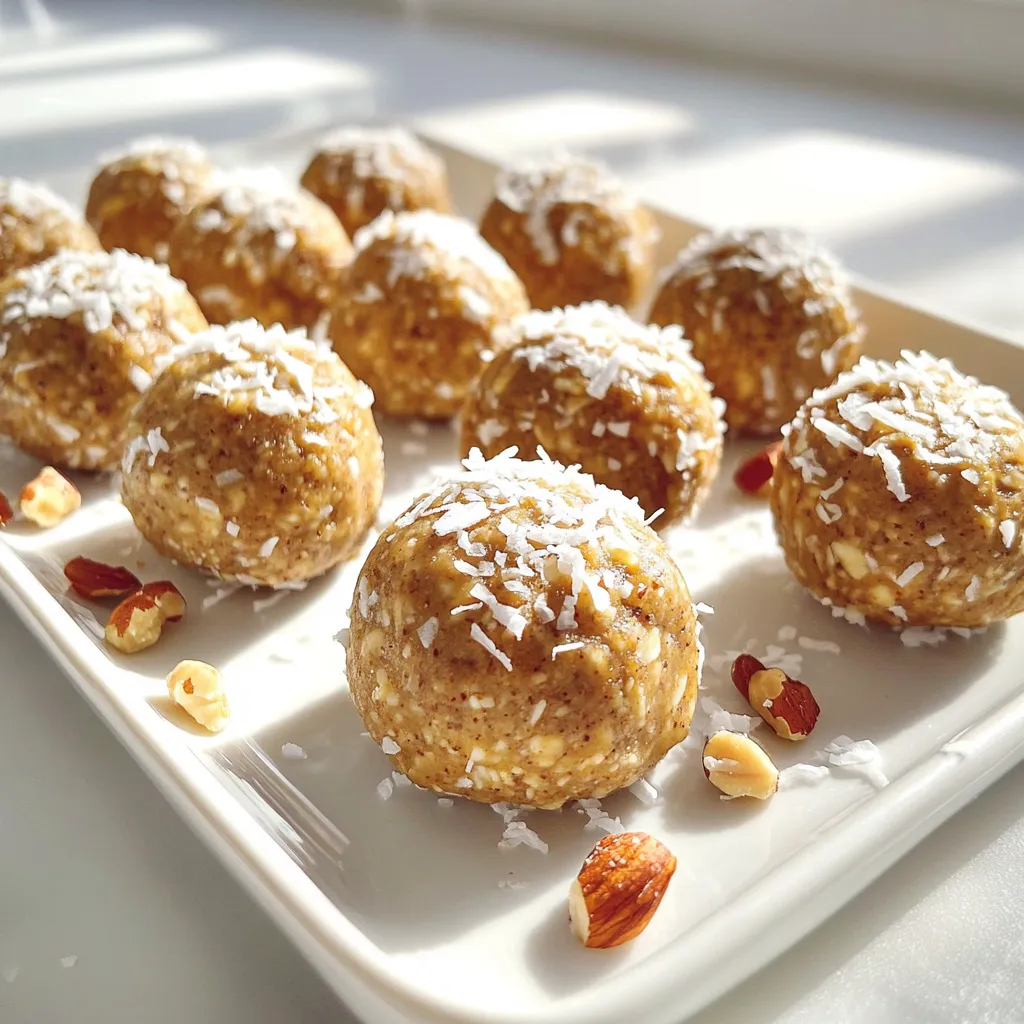 - 1 cup rolled oats - 1/2 cup almond butter (or any nut butter) - 1/4 cup honey or maple syrup - 1 teaspoon vanilla extract - 1 teaspoon ground cinnamon - 1/2 teaspoon ground ginger - 1/2 teaspoon cardamom - 1/4 teaspoon black pepper - 1/4 teaspoon nutmeg - 1/2 cup chopped nuts (almonds or walnuts) - 1/4 cup unsweetened shredded coconut (optional) - A pinch of salt To make Vanilla Chai Energy Bites, gather these key ingredients. Rolled oats form the base of each bite. They add texture and fiber. Nut butter, like almond butter, gives protein and keeps the bites sticky. Sweeteners like honey or maple syrup add natural sweetness. Spices are what make these bites special. Ground cinnamon and ginger bring warmth. Cardamom adds a unique flavor, while black pepper and nutmeg give a slight kick. Chopped nuts give crunch and healthy fats. If you want some extra flavor, add shredded coconut. A pinch of salt balances the sweetness. Make sure to measure the ingredients carefully. This will help you get the right taste and texture. With these ingredients, you’ll create a tasty snack that is easy to make and full of flavor. 1. Mix dry ingredients: Grab a large mixing bowl. Add the rolled oats, ground cinnamon, ground ginger, cardamom, black pepper, nutmeg, and a pinch of salt. Use a spatula or spoon to mix the dry ingredients. Make sure the spices blend well with the oats. 2. Combine wet ingredients: Take a separate bowl. Add the almond butter, honey (or maple syrup), and vanilla extract. Stir until the mixture is smooth and creamy. This part is key, as it helps the energy bites stick together. 3. Mix it all together: Pour the wet mixture into the bowl with the dry ingredients. Don’t forget to add the chopped nuts and shredded coconut if you choose to use it. Use a spatula or your hands to mix everything well. You want a sticky consistency that holds together. 4. Form the bites: Take a small amount of the mixture in your hands. Roll it into a ball about 1 inch in diameter. Place each ball on a parchment-lined baking sheet. Keep going until you shape all the mixture into bites. 5. Chill the energy bites: Once you finish rolling the balls, put the baking sheet in the fridge. Let them chill for at least 30 minutes. This helps them firm up and makes them easier to eat. 6. Enjoy your bites: After chilling, you can eat the energy bites right away. If you have extras, store them in an airtight container in the fridge for up to a week. Mixing ingredients well is key. Start by adding the oats and spices in a big bowl. Stir them together until they are fully combined. This helps spread the flavors evenly. When you mix the wet ingredients, use a whisk or a spoon. Make sure the almond butter, honey, and vanilla extract blend smoothly. This will help create a sticky mixture. To prevent the mixture from sticking to your hands when rolling, wet your hands with a bit of water. This simple trick makes it easier to form the bites. For the best firmness, chill the energy bites for at least 30 minutes. This cooling time helps them hold their shape. If you want them firmer, leave them in the fridge longer. Making these bites is simple with these tips. Enjoy your tasty and healthy snack! {{image_2}} You can make these Vanilla Chai Energy Bites your own with easy swaps. - Alternate nut butters: Try using peanut butter or cashew butter instead of almond butter. Each choice gives a new taste. - Different sweetener options: You can use maple syrup or agave nectar instead of honey. This change makes the bites more unique. - Additional mix-ins: Add seeds like chia or flaxseed for extra crunch. Dried fruits like raisins or cranberries also work well. These add sweetness and flavor. Feel free to experiment with these ideas. Each change can make your energy bites special! To keep your Vanilla Chai Energy Bites fresh, store them in an airtight container. This helps prevent them from drying out. You can keep them in the fridge for up to one week. They stay tasty and firm when chilled properly. If you want to store them for longer, freezing is a great option. Place the energy bites in a freezer-safe bag or container. Make sure to remove as much air as possible. They can last up to three months in the freezer. When you're ready to eat them, just take out the number you want. Let them thaw in the fridge or at room temperature. Enjoy your tasty bites whenever you like! Yes, you can easily make these bites vegan. Use maple syrup instead of honey. Choose almond butter or any nut butter that fits your diet. Both options work well in this recipe. Adjusting the spice levels is simple. If you want more warmth, add a bit more ginger or cardamom. For less heat, reduce the black pepper. Taste the mixture before rolling the bites. This way, you can find your perfect balance. These energy bites offer many health benefits. They provide a good source of fiber from the oats. The nuts add healthy fats and protein. Spices like ginger and cinnamon can boost your metabolism. Plus, they are a great snack for energy without refined sugar. Enjoy them as a quick pick-me-up! This article covered how to make delicious Vanilla Chai Energy Bites. We explored the key ingredients, from rolled oats to nut butter and spices. I shared easy steps to mix and form your bites. You learned tips for perfecting your treats and ways to customize them. Finally, we discussed the best ways to store your energy bites. These snacks are fun to make and healthy to eat. Start your energy bite journey today, and enjoy!