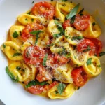 - 12 oz cheese tortellini (fresh or frozen) - 2 tablespoons olive oil - 3 cloves garlic, minced - 1 can (14 oz) diced tomatoes (with juices) - 1 cup heavy cream - 1 teaspoon dried oregano - Salt and pepper to taste - 1 cup fresh basil, torn - ½ cup grated Parmesan cheese - Red pepper flakes (optional) To create a creamy tomato basil tortellini dish, you need simple, fresh ingredients. The cheese tortellini serves as the star of your meal. You can choose fresh or frozen tortellini, depending on what you have on hand. I love the rich taste of fresh tortellini, but frozen works just as well. Next, olive oil and minced garlic add depth to the flavor. Heating the oil lets the garlic release its aroma, which is so inviting. You’ll also need diced tomatoes. I prefer using canned tomatoes with their juices, as they blend well into the sauce. The heavy cream brings the rich, creamy texture we all crave. Dried oregano adds a hint of warmth and earthiness to your dish. Don't forget the finishing touches: fresh basil, salt, pepper, and Parmesan cheese. The fresh basil adds a burst of color and flavor. The Parmesan cheese gives that nice umami kick. If you like a little heat, sprinkle some red pepper flakes on top. With these ingredients, you are ready to make a pasta dish that is both simple and rich. Each bite will be full of flavor and comfort. {{ingredient_image_1}} First, fill a large pot with water and add salt. Bring it to a boil. Add the cheese tortellini to the pot. Cook the tortellini according to the package instructions until they are al dente. This usually takes about 3-5 minutes. Once done, drain the tortellini and set them aside. Next, grab a large skillet and heat the olive oil over medium heat. Add the minced garlic to the pan. Sauté the garlic for about one minute. You want it to smell fragrant but not burn. This step adds a great flavor base to your dish. After the garlic is fragrant, stir in the diced tomatoes, along with their juices. Sprinkle in the dried oregano. Let this mixture cook for about 5-7 minutes. You want it to simmer and let the flavors mix well. Season with salt and pepper. If you like some heat, add red pepper flakes. Now, lower the heat and pour in the heavy cream. Stir the cream into the tomato mix until it blends well. Let it simmer gently for about 3-4 minutes. This will help the sauce thicken a bit. Finally, add the cooked tortellini to the skillet. Toss everything together so the tortellini gets coated in the creamy sauce. Cook for another 2-3 minutes. This allows the tortellini to absorb all the tasty flavors. Finish off by removing the skillet from the heat. Fold in the torn fresh basil and grated Parmesan cheese. Stir until the cheese melts and everything is well mixed. To make a smooth cream sauce, keep the heat low. High heat can cause the cream to curdle. Stir gently as you add the cream to the pan. This helps it blend well with the other ingredients. Always taste your sauce before serving. You can add more seasoning if it needs it. A pinch of salt or pepper can change the flavor. If you like heat, sprinkle in some red pepper flakes. This adds a nice kick! If you want a thicker sauce, add more cheese or cream. Parmesan cheese melts well and adds great flavor. You can also let the sauce simmer longer. It will thicken naturally as it cooks. Just stir occasionally to prevent sticking. Pro Tips Use Fresh Basil: For the best flavor, always opt for fresh basil instead of dried. Add it at the end of cooking to maintain its vibrant taste and aroma. Choose Quality Tomatoes: Using high-quality canned tomatoes can significantly enhance the taste of your sauce. Look for brands that use San Marzano tomatoes for a richer flavor. Adjust the Cream: If you prefer a lighter sauce, you can substitute half of the heavy cream with low-fat milk or even a plant-based cream alternative. Spice it Up: If you like a bit of heat, add red pepper flakes to taste, or consider incorporating some chopped jalapeños for a fresh kick. {{image_2}} You can make this dish even more vibrant. Simply swap out cheese tortellini for vegetable-based varieties. Look for options made from spinach, beet, or even whole wheat. These add fun colors and nutrients. Fresh vegetables also work well. Try adding zucchini, bell peppers, or spinach for extra crunch and flavor. Need a gluten-free option? You can find gluten-free tortellini made from rice or chickpeas. These are tasty and work well in this creamy sauce. Always check the package for cooking instructions. This way, you can enjoy the dish without worries about gluten. Want to take your dish to the next level? Mix in extra veggies or proteins. Chicken and shrimp are great choices. Cook them in the skillet before adding the tomatoes. You can also toss in mushrooms or peas for more texture. Feel free to adjust the spice with red pepper flakes for a kick. Store your leftovers in an airtight container. This keeps the creamy tomato basil tortellini fresh for up to 3 days. When you’re ready to enjoy it again, just remember to check for any signs of spoilage. To freeze this dish, let it cool completely. Then, transfer it into a freezer-safe container. Make sure to leave some space at the top, as the sauce may expand when it freezes. This dish can stay good in the freezer for about 2 months. When you're ready to eat, thaw it overnight in the fridge. For the best flavor, reheat the tortellini on the stove over low heat. Stir often until it’s hot. You can add a splash of cream or water to keep it creamy. If you're short on time, you can use the microwave, but be sure to cover it. Heat in short bursts and stir in between. Enjoy your tasty dish! To make tortellini from scratch, start with fresh pasta dough. Mix flour and eggs until smooth. Roll the dough thin and cut it into squares. Fill each square with cheese or meat. Fold and seal the edges tightly. Cook the tortellini in salted boiling water until they float. This process takes some time, but the taste is worth it. Yes, you can use non-dairy cream options! Coconut cream or cashew cream works well. They add a nice richness without dairy. Almond milk can also work, but it may be thinner. Adjust the seasoning to balance flavors. These options make the dish creamy and keep it dairy-free. This dish pairs well with many sides. A fresh green salad adds crunch and freshness. Garlic bread is always a favorite for dipping. You can also serve it with roasted vegetables for a healthy touch. For a heartier meal, try grilled chicken or shrimp on the side. These options enhance the flavors and make your meal complete. This article covered a simple recipe for Creamy Tomato Basil Tortellini. We explored the main and extra ingredients, plus helpful tips. You learned how to cook tortellini perfectly and create a delicious creamy sauce. I shared ways to customize this dish for various diets and preferences. In the end, this meal is quick, tasty, and easy to make. Enjoy cooking and share your creations!