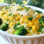 To make Creamy Broccoli Cheddar Orzo, you need the following: - 1 cup orzo pasta - 2 cups broccoli florets - 1 tablespoon olive oil - 1 small onion, finely chopped - 2 cloves garlic, minced - 3 cups vegetable broth - 1 cup heavy cream - 1 ½ cups shredded sharp cheddar cheese - Salt and pepper to taste - ½ teaspoon smoked paprika - ¼ cup grated Parmesan cheese (for topping) - Fresh parsley, chopped (for garnish) These ingredients come together to create a warm, cheesy dish that feels like a hug. The orzo pasta serves as a hearty base. Broccoli adds color and nutrition. The sharp cheddar cheese brings rich flavor and creaminess. With simple steps, you can enjoy a cozy meal. Each bite is filled with cheesy goodness and the crunch of fresh broccoli. This dish is perfect for any day. {{ingredient_image_1}} 1. Start by bringing a large pot of salted water to a boil. 2. Once boiling, add 1 cup of orzo pasta. 3. Cook the orzo until it is al dente. This usually takes about 8-10 minutes. 4. Drain the orzo and set it aside. 1. In the same pot, heat 1 tablespoon of olive oil over medium heat. 2. Add 1 small finely chopped onion. Sauté it until it becomes translucent, about 3-4 minutes. 3. Next, stir in 2 minced cloves of garlic. Cook for another minute until you smell the garlic. 4. Now, add 2 cups of broccoli florets to the pot. Cook for about 3-4 minutes. You want them to start softening but still bright green. 1. Pour in 3 cups of vegetable broth. Bring it to a simmer. 2. Allow it to cook for about 5 minutes. This helps the broccoli get tender. 3. Lower the heat and stir in 1 cup of heavy cream. Then, add the cooked orzo. Stir everything together until well mixed. 1. Gradually mix in 1 ½ cups of shredded sharp cheddar cheese. Add it in a handful at a time. Stir until the cheese melts and the dish becomes creamy. 2. Finally, season with salt, pepper, and ½ teaspoon of smoked paprika. Taste and adjust for flavor. 3. Serve it right away, topped with ¼ cup of grated Parmesan cheese and some chopped fresh parsley. Enjoy this cozy meal! To make your Creamy Broccoli Cheddar Orzo just right, you can adjust the cream. If you want it thicker, add more heavy cream. For a lighter version, cut back on the cream. A little goes a long way, so start with half a cup and add more as needed. This way, you control the creaminess perfectly. To jazz up the flavor, think about adding spices and herbs. A pinch of red pepper flakes brings heat. Fresh thyme or basil adds a lovely aroma. You can also try a squeeze of lemon for brightness. These small changes can make a big difference in taste. When it's time to serve, think about toppings. Grated Parmesan cheese adds a nice touch. You can also sprinkle some fresh parsley for color. For sides, a crisp salad or garlic bread pairs nicely. This dish is all about comfort, so make it your own! Pro Tips Use Fresh Broccoli: Fresh broccoli will provide a better texture and flavor compared to frozen. If using frozen, be sure to thaw and drain it well before adding. Cheese Variations: Feel free to mix different types of cheese for more flavor. Gouda or Monterey Jack can add a unique twist to the dish. Make it Ahead: This dish can be made ahead of time and reheated. Just add a splash of broth or cream when reheating to restore creaminess. Add Protein: For a heartier meal, consider adding cooked chicken, shrimp, or even chickpeas to the orzo for extra protein. {{image_2}} You can make Creamy Broccoli Cheddar Orzo heartier by adding protein. Chicken, shrimp, or tofu work well. If you like chicken, grill or sauté it first. Dice it into small pieces and mix it in. For shrimp, cook them until pink, then stir them in just before serving. If you prefer tofu, use firm tofu. Press it to remove extra water, then cube it. Sauté it until golden and crispy, and add it to the pot. For a vegetarian or vegan version, swap in plant-based cheese and cream. There are many great dairy-free cheese options available today. Look for creamy varieties that melt well. For the cream, use coconut cream or cashew cream. Both give a rich texture. You can also find plant-based broth for extra flavor. This way, everyone can enjoy a cozy bowl of orzo. Feel free to add more veggies to this dish. For instance, spinach, peas, or bell peppers add great color and taste. You can toss in fresh spinach at the end. It will wilt nicely. If you like peas, add them when you mix in the broccoli. For bell peppers, chop them small and sauté them with the onion. This adds crunch and sweetness. Get creative with your veggies for a delightful twist! To enjoy your Creamy Broccoli Cheddar Orzo again, use the stovetop. Heat it in a pot over low heat. Stir often to keep it from sticking. You can add a splash of milk or broth to help it stay creamy. A microwave works too. Place it in a microwave-safe bowl and cover it. Heat for one minute, stir, then heat in 30-second bursts until warm. For storing, use airtight containers. Glass containers are great because they don’t stain. If you use plastic, make sure it’s food-safe. Label your containers with the date. This way, you can keep track of how long it’s been. In the fridge, Creamy Broccoli Cheddar Orzo lasts about three to four days. After that, it may lose its taste and texture. If you want to keep it longer, consider freezing it. In the freezer, it can stay fresh for up to three months. Just remember to thaw it overnight in the fridge before reheating. Yes, you can make this dish ahead of time. Make the orzo, broccoli, and cheese sauce. Let it cool before you store it. Use an airtight container for best results. To reheat, place it in a pot over low heat. Add a splash of vegetable broth or cream to keep it creamy. Stir often until warmed through. You can also microwave it in a bowl, covered with a lid or a paper towel. Freezing this dish is possible, but it may change the texture. To freeze, let it cool completely. Then, place it in a freezer-safe container. Make sure to leave some space for it to expand. To thaw, move it to the fridge overnight. Reheat in a pot, adding a bit of vegetable broth or cream. This will help restore its creamy texture. If you don't have orzo, there are great alternatives. You can use small pasta shapes like ditalini or acini di pepe. Rice or quinoa can also work well. Just remember to adjust cooking times as needed. These options still give you a nice base for the creamy sauce and broccoli. This blog post covered making a creamy broccoli cheddar orzo. I shared key ingredients and simple steps for perfecting your dish. You learned tips for flavor and serving ideas, along with easy storage solutions. Don't forget you can add protein or swap ingredients for fun twists. Enjoy this meal with friends or family. It’s sure to be a hit! Happy cooking, and savor every bite!