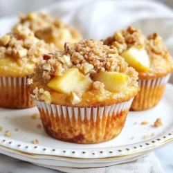 - 2 cups all-purpose flour - 1 cup granulated sugar - 2 teaspoons baking powder - 1 teaspoon baking soda - 1 teaspoon ground cinnamon - 1/2 teaspoon salt - 1/2 cup unsalted butter, melted - 1 cup buttermilk (or regular milk mixed with a tablespoon of vinegar) - 2 large eggs - 2 cups peeled and diced apples (like Granny Smith or Honeycrisp) For the muffins, I use basic ingredients that create a soft and fluffy texture. All-purpose flour gives structure, while granulated sugar adds sweetness. Baking powder and baking soda help the muffins rise, keeping them light. Ground cinnamon brings warmth and spice. Salt enhances the flavors. Unsalted butter, when melted, adds richness. Buttermilk brings moisture and tang. Apples add natural sweetness and a juicy bite. - 1 cup brown sugar - 1/2 cup rolled oats - 1/2 cup chopped nuts (walnuts or pecans) - 2 tablespoons all-purpose flour (for crumble topping) - 1 teaspoon cinnamon (for crumble topping) The crumble topping is where the magic happens. Brown sugar gives it a deep, molasses-like flavor. Rolled oats add a hearty texture. Chopped nuts bring crunch and nutty flavor. Flour binds everything together. Cinnamon in the topping enhances the apple flavor and adds warmth. - You can swap granulated sugar for coconut sugar or honey. - For dairy-free buttermilk, mix regular milk with vinegar or use almond milk. - Use any apple variety for the muffins, like Fuji or Gala, for different tastes. Substitutions can make this recipe fit your needs. Coconut sugar offers a lower glycemic index. Honey adds a floral note but will change the wet ingredients. Almond milk or other plant-based milks work well for a dairy-free option. Different apples can change the sweetness and tartness, making this recipe versatile. {{ingredient_image_1}} 1. Preheat your oven to 375°F (190°C). Line a muffin tin with paper liners or grease it lightly. 2. In a large bowl, mix together the dry ingredients. Combine 2 cups of all-purpose flour, 1 cup of granulated sugar, 2 teaspoons of baking powder, 1 teaspoon of baking soda, 1 teaspoon of ground cinnamon, and 1/2 teaspoon of salt. 3. In another bowl, whisk together the wet ingredients. Use 1/2 cup of melted unsalted butter, 1 cup of buttermilk, and 2 large eggs. 1. Slowly add the wet mixture to the dry mixture. Stir gently until they just combine. Avoid overmixing. 2. Fold in 2 cups of peeled and diced apples. Make sure they are evenly mixed into the batter. 3. For the crumble topping, mix together 1 cup of brown sugar, 1/2 cup of rolled oats, 1/2 cup of chopped nuts, 2 tablespoons of all-purpose flour, and 1 teaspoon of cinnamon. Blend until crumbly. 1. Fill the muffin tins with the batter. Each cup should be about two-thirds full. 2. Generously sprinkle the crumble topping over each muffin. 3. Bake for 18-20 minutes. Check doneness by inserting a toothpick into the center. It should come out clean. To get the best muffins, avoid overmixing the batter. Mix just until you see no dry flour. This keeps the muffins light and fluffy. Choose your apples wisely. I love Granny Smith for their tartness. Honeycrisp adds a sweet crunch. The right apple makes a big difference. You can add spices to make these muffins pop. Nutmeg or ginger gives a warm twist. Consider mixing in some raisins or cranberries for added sweetness. For extra crunch, toss in some seeds or shredded coconut. These small tweaks make each bite exciting. A non-stick muffin tin works best. It helps the muffins release easily. Use silicone liners for even easier cleanup. For measuring, a scale ensures accuracy. It’s the key to perfect muffins every time. A good set of measuring cups makes baking fun and precise. Pro Tips Perfect Apple Selection: Choose apples that are firm and crisp, such as Granny Smith or Honeycrisp, for the best flavor and texture in your muffins. Don't Overmix: When combining wet and dry ingredients, mix until just combined to ensure light and fluffy muffins. Overmixing can lead to dense muffins. Crumble Consistency: Make sure your crumble topping is clumpy but not too dry. It should hold together when pressed but still have a crumbly texture when sprinkled on top. Storage Tips: Store leftover muffins in an airtight container at room temperature for up to 3 days or freeze for up to 3 months for a delicious snack anytime. {{image_2}} You can switch up the flavors in your muffins. Try adding fruits like cranberries or blueberries for a fresh twist. These fruits add a burst of color and taste. You can also mix in spices like nutmeg or ginger for a warm kick. These spices pair well with cinnamon and apples, adding depth to your muffins. If you need a gluten-free option, use a gluten-free flour blend. This will keep the muffins soft and tasty. For a vegan version, swap the eggs for flaxseed meal mixed with water. Use coconut oil instead of butter for added moisture. Both changes still give you that great taste without animal products. You can enjoy these muffins in many ways. Consider adding a light frosting or glaze on top. A simple vanilla glaze can make them extra special. You can also pair the muffins with beverages like coffee or tea. This makes for a delightful breakfast or snack time. To keep your muffins fresh, store them in an airtight container. This helps seal in moisture. You can keep them at room temperature for up to three days. If it's hot and humid, I recommend refrigerating them. This keeps them from going stale too quickly. To freeze muffins, wrap each one tightly in plastic wrap. Place them in a freezer-safe bag or container. They can last up to three months in the freezer. When you're ready to enjoy, just take one out and thaw it at room temperature. You can also warm them in the oven at 350°F for about 10 minutes. This brings back their fresh-baked taste. Cinnamon apple crumble muffins last about three days at room temperature. In the fridge, they can stay fresh for about a week. Look for signs of spoilage, like a dry or hard texture. If they start to smell off, it's best to toss them. Always trust your senses when it comes to food safety. Cinnamon Apple Crumble Muffins stand out due to their warm flavors and textures. The key ingredients bring a perfect balance of sweet and spice. - All-purpose flour gives the muffins a soft and fluffy base. - Granulated sugar adds sweetness that complements the apples. - Baking powder and baking soda help the muffins rise, making them light. - Ground cinnamon offers a warm, cozy flavor that pairs well with apples. - Unsalted butter adds richness and moisture to the muffins. - Buttermilk makes the muffins tender and fluffy. - Diced apples provide a juicy burst of flavor in each bite. - Brown sugar, oats, and nuts in the crumble topping add a crunchy texture. This mix of ingredients creates a delightful muffin that feels special. Yes, you can easily make these muffins without buttermilk. If you don't have it, here are a few alternatives: - Use regular milk with a tablespoon of vinegar or lemon juice. Let it sit for a few minutes to sour. - You can also use plain yogurt thinned with a bit of water. - Almond milk or soy milk can work well, too, but add a little vinegar for tang. Each alternative will keep the muffins moist and tasty. You can easily modify the sweetness to fit your taste. Here are some tips: - Reduce the granulated sugar by a quarter cup for less sweetness. - Try using honey or maple syrup as a natural sweetener. Use about half the amount since they are sweeter than sugar. - If you like it sweeter, add a bit more brown sugar to the crumble topping. These simple changes let you customize the muffins just how you like them. This blog post covered everything you need to make tasty muffins. We explored the key ingredients, from apples to spices, and how they work together. You learned step-by-step instructions to prepare, bake, and store muffins. I shared tips to perfect your muffins and ways to get creative with flavors. Finally, we discussed storage methods and how long your muffins will last. Enjoy baking and experimenting with these ideas to create your favorite muffin recipe!