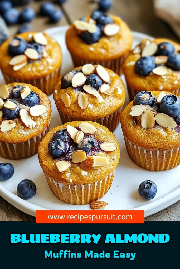 Looking for a deliciously healthy snack? Try these Blueberry Almond Muffins! This easy Healthy Muffin Recipe features almond flour muffins packed with fresh blueberries and energy-boosting ingredients. They make the perfect gluten-free muffins for breakfast or a midday treat. Enjoy the satisfying crunch topped with sliced almonds. Save this recipe for your next baking adventure! #HealthySnacks #GlutenFreeMuffins #MuffinRecipes #EnergyBoostingTreats