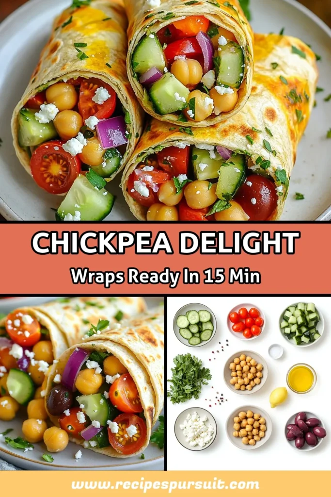 Discover the deliciousness of Mediterranean chickpea wraps with this easy vegetarian recipe! Packed with flavor from a fresh chickpea salad and drizzled with creamy tahini dressing, these healthy Mediterranean recipes are perfect for a quick lunch or dinner. Enjoy the vibrant combination of ingredients rolled in whole wheat wraps. Try it today and elevate your meals! Save this recipe for later! #MediterraneanChickpeaWraps #ChickpeaSaladWraps #HealthyRecipes #EasyVegetarianWraps