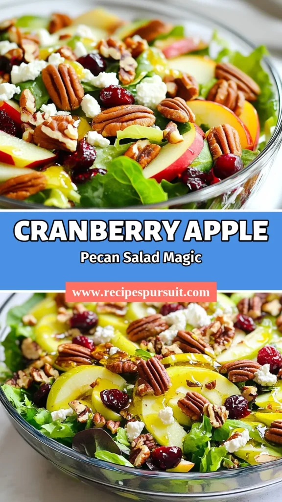 Whip up a delicious and healthy fall salad with this Cranberry Apple Pecan Salad! Packed with vibrant greens, Honeycrisp apple slices, tart cranberries, and toasted pecans, this apple cranberry salad recipe is perfect for any occasion. Try this flavorful pecan salad recipe that’s quick to make and a feast for the eyes and taste buds! Save this healthy spinach kale salad for your next gathering! #CranberryAppleSalad #HealthyFallSalad #PecanSaladRecipes #SpinachKaleSalad