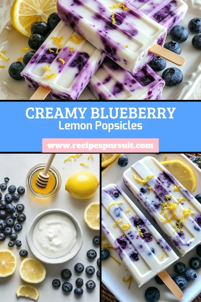 Beat the heat with these delicious blueberry yogurt popsicles! This healthy popsicle recipe combines fresh blueberries and zesty lemon in creamy lemon Greek yogurt popsicles, perfect for summer. Enjoy homemade blueberry popsicles that are not only refreshing but also packed with nutrients. Make these frozen yogurt treats for kids and adults alike! Click to discover how to whip up this delightful dessert and save the recipe! #HealthyTreats #SummerSnacks #FrozenGoodness #PopsicleRecipes