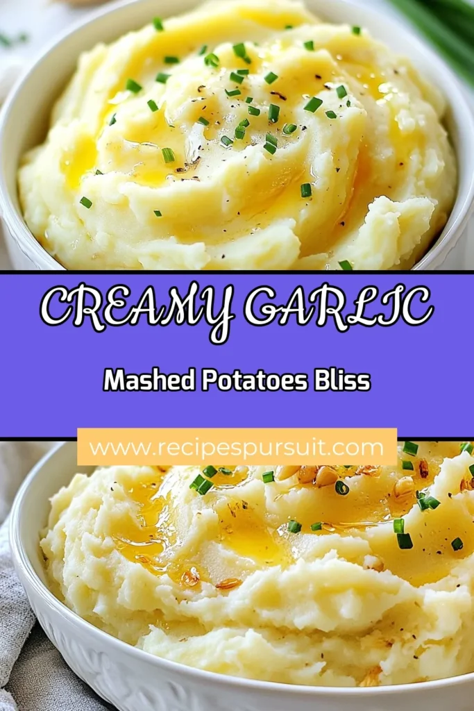 Elevate your dinner with these creamy roasted garlic mashed potatoes! This Yukon Gold mashed potatoes recipe features caramelized roasted garlic, rich heavy cream, and a buttery finish, making it an easy choice for your next meal. Topped with fresh chives, these roasted garlic potatoes are a crowd-pleaser. Don't miss out—try this easy mashed potatoes with cream recipe today! Save it for later! #MashedPotatoes #GarlicRecipes #ComfortFood #SideDishIdeas