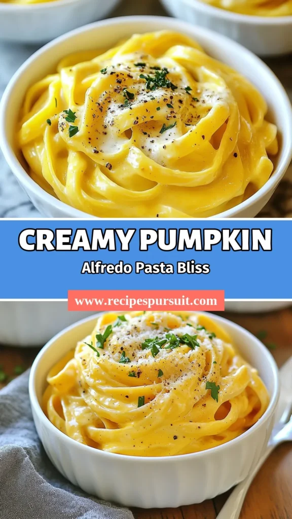 Indulge in this creamy pumpkin pasta that's perfect for fall! Our Pumpkin Alfredo recipe combines rich fettuccine with a luscious pumpkin sauce that's easy to make and vegetarian-friendly. This easy pumpkin pasta dish is creamy, comforting, and sure to impress. Try this Fettuccine with pumpkin sauce today and elevate your dinner game! Save this recipe for a delicious and cozy meal. #PumpkinAlfredo #VegetarianPasta #FallRecipes #EasyPasta
