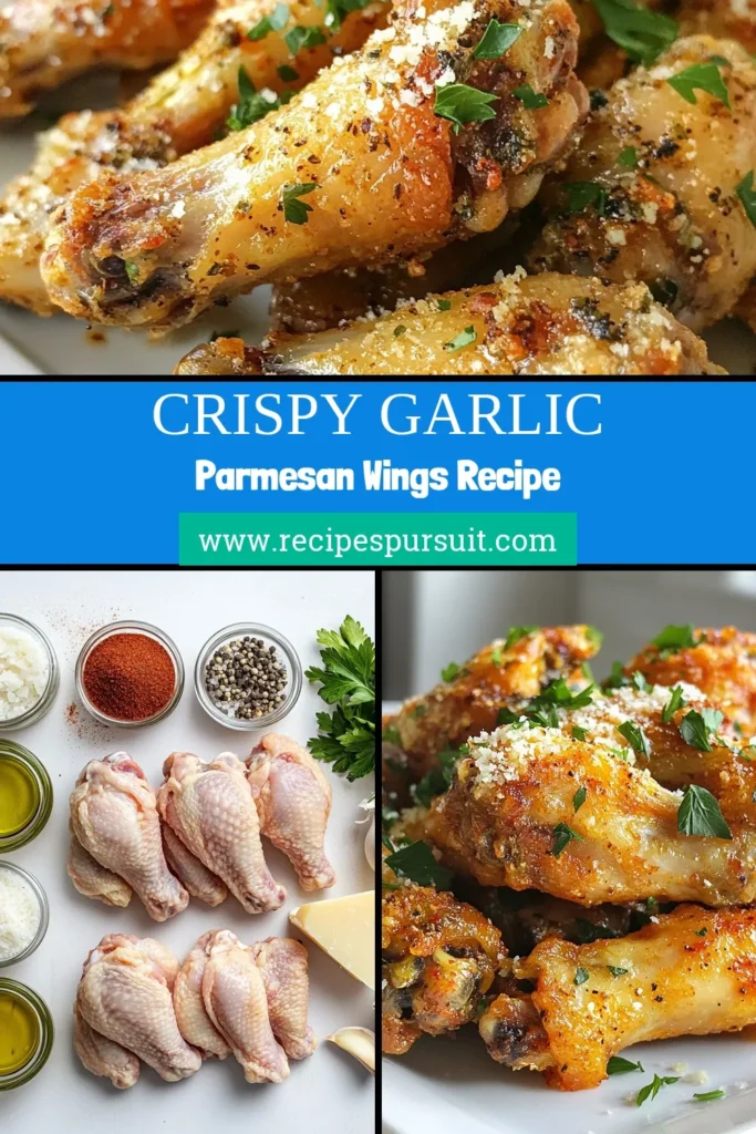 Experience the ultimate snack with our crispy air fryer wings! This Garlic Parmesan wings recipe is a must-try for anyone looking for easy chicken wing recipes. Cooked to perfection, these air fryer chicken wings are not only delicious but also healthier. Perfect for gatherings or as a weeknight treat, they come together in just 40 minutes. Dive into this flavorful dish and impress your friends! Save this recipe for your next craving! #AirFryerWings #HealthySnacks #ChickenWingRecipes #GarlicParmesanWings