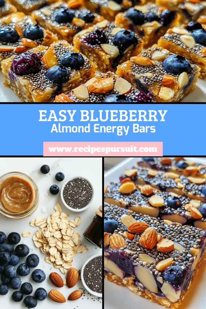 Discover the perfect healthy snack bars recipe with these delicious Blueberry Almond Energy Bars! Made with wholesome ingredients like almond butter and oats, these no-bake energy bars are not only nutritious but also easy to prepare. Whether you need a quick breakfast or an afternoon pick-me-up, these homemade almond butter bars are a must-try. Save the recipe for nutritious blueberry snacks you'll love! #BlueberryAlmondEnergyBars #HealthySnack #NoBakeEnergyBars #HomemadeSnacks
