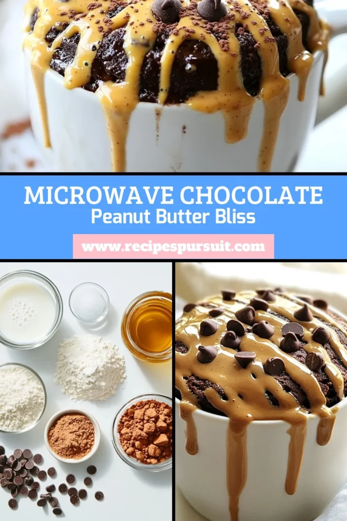 Satisfy your sweet cravings with this delicious Chocolate Peanut Butter Mug Cake! This easy mug cake recipe is perfect for a quick dessert that you can whip up in minutes using your microwave. With a rich chocolate flavor and creamy peanut butter, this chocolate dessert in minutes will become your favorite go-to treat. Ready to indulge in this dreamy delight? Try it now! #MugCake #ChocolateDessert #QuickDessert #PeanutButterLove
