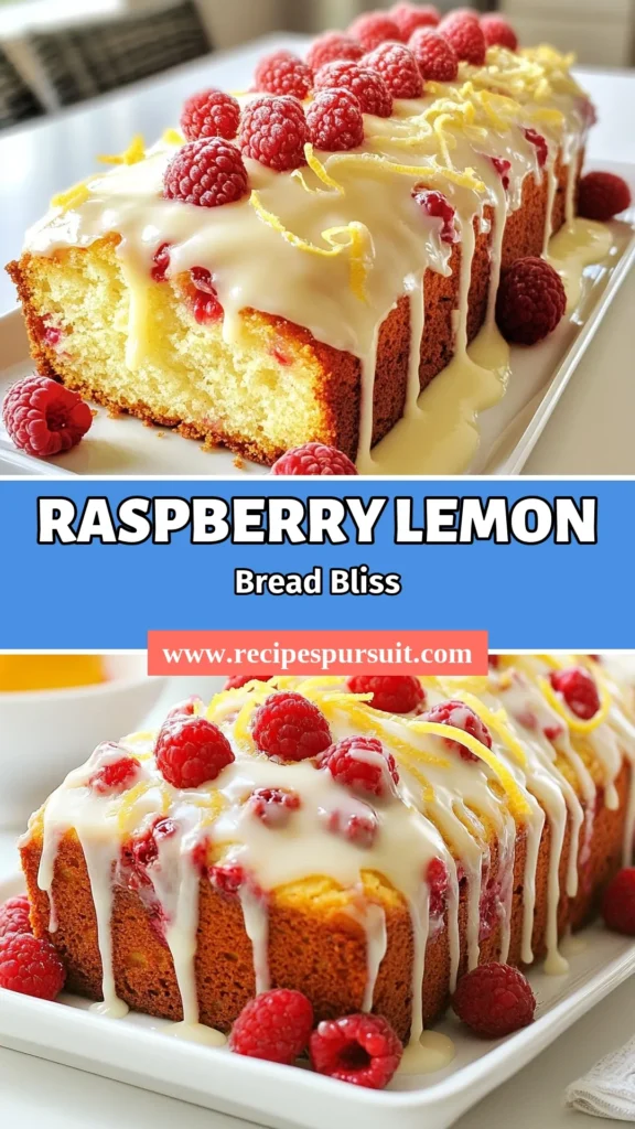 Indulge in the refreshing taste of this Raspberry Lemon Loaf, the perfect summer fruit cake recipe! Bursting with lemon zest and fresh raspberries, this easy lemon glaze makes it even more delightful. Discover how to create this lemon zest cake recipe in just 15 minutes of prep time. Perfect for gatherings or a sweet treat at home, save this recipe and impress your loved ones! #RaspberryLemonLoaf #FreshDessert #SummerBaking #EasyRecipes