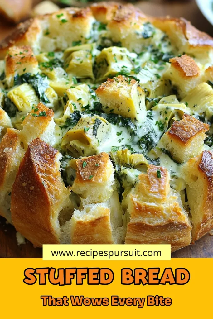 Delight your taste buds with this spinach artichoke stuffed bread recipe that combines creamy spinach artichoke dip with freshly baked bread for a perfect party appetizer. This stuffed bread recipe is super easy to make and is sure to impress your guests. Serve it as a spinach dip bread bowl for ultimate flavor. Don't forget to try this baked spinach artichoke dip bread at your next gathering! Save this delicious recipe now! #SpinachArtichoke #StuffedBread #Appetizer #BreadBowl