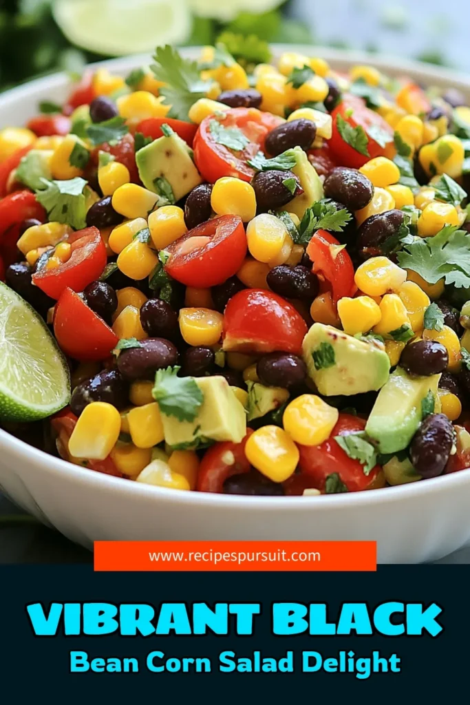 Discover the refreshing taste of our Zesty Black Bean Corn Salad! This healthy bean salad features vibrant black beans, fresh corn, and zesty lime for a perfect side dish or light meal. Packed with flavor and nutrients, it's a fantastic addition to your healthy eating routine. Try this fresh corn salad today and enjoy the burst of flavors! Save and make it your go-to for zesty salad recipes. #BlackBeanCornSalad #HealthySalad #CilantroLimeSalad #FreshRecipes