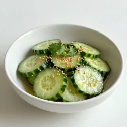 To make the spicy sesame cucumber salad, gather these items: - 2 large cucumbers, thinly sliced - 1 tablespoon sea salt - 2 tablespoons sesame oil - 1 tablespoon rice vinegar - 2 teaspoons chili oil (adjust for spice level) - 1 tablespoon soy sauce (or tamari for gluten-free) - 1 teaspoon sugar (or honey) - 2 green onions, finely chopped - 1 tablespoon sesame seeds, toasted - Fresh cilantro leaves for garnish (optional) If you run out of any ingredients, don&rsquo;t worry! Here are some swaps: - Use apple cider vinegar instead of rice vinegar. - Try olive oil instead of sesame oil for a different taste. - Use maple syrup in place of sugar or honey for a vegan option. - If you prefer less heat, skip the chili oil or use a milder sauce. When picking cucumbers, look for these signs: - Choose firm cucumbers with smooth skin. - Avoid cucumbers with soft spots or wrinkles. - Smaller cucumbers often taste sweeter and have fewer seeds. - If possible, go for organic cucumbers for better flavor and health. {{ingredient_image_1}} Start by slicing your large cucumbers thinly. Use a sharp knife for even cuts. Place them in a large bowl and sprinkle with sea salt. Let them sit for about 15 minutes. This step helps pull out extra water, making the salad crunchier. After 15 minutes, gently squeeze the cucumbers to remove more water. Use a clean kitchen towel or paper towels to pat them dry. This ensures your salad won&rsquo;t be watery. In a separate bowl, gather your dressing ingredients. Whisk together 2 tablespoons of sesame oil, 1 tablespoon of rice vinegar, and 2 teaspoons of chili oil. Adjust the chili oil to match your spice level. Next, add 1 tablespoon of soy sauce and 1 teaspoon of sugar. Mix well until the sugar fully dissolves. This dressing is the key to flavor in your salad. Pour the dressing over the prepared cucumbers. Toss the cucumbers well to coat them evenly. Next, add finely chopped green onions and toasted sesame seeds to the bowl. Mix gently to combine everything. Let the salad sit for at least 10 minutes. This waiting time allows the flavors to blend beautifully. You can serve it chilled or at room temperature. If you like, garnish with fresh cilantro leaves for a pop of color. To make this salad pop, you can add a few extra ingredients. Try adding sliced radishes for a crunchy bite. You can also toss in some diced bell peppers for color and sweetness. A splash of lime juice can brighten the flavors even more. If you love garlic, a small minced clove works magic too. Experiment with what you enjoy! Adjusting the spice is key to your perfect salad. If you like it hot, add more chili oil. If you prefer it mild, use less. You can also mix in a bit of honey to balance the heat. A touch of sesame oil can tone down the spice while adding depth. Always taste as you go to find your ideal level. Serve this salad chilled for the best flavor. It pairs well with grilled meats or fish. Use it as a side dish at your next barbecue. You can also enjoy it with rice or noodles for a light meal. Garnish with fresh cilantro for an extra touch of freshness. It's a crowd-pleaser that everyone will love! Pro Tips Balance the flavors: Adjust the amount of sugar or honey based on your preference for sweetness, as it balances the spiciness of the chili oil. Chill for best taste: Allow the salad to marinate in the fridge for longer than 10 minutes for an even richer flavor. Experiment with spices: Feel free to add other spices such as crushed red pepper flakes or sesame seeds to enhance the flavor profile. Fresh herbs matter: Garnishing with fresh cilantro or mint adds a burst of freshness to the salad, elevating its taste. {{image_2}} You can change the dressing for a new taste. Try using peanut sauce for a nutty flavor. You can also swap sesame oil for olive oil if you prefer. A splash of lemon juice adds brightness. For a zesty kick, mix in some sriracha or hot sauce. These swaps make the salad your own. To make this salad more filling, add proteins. Cooked shrimp or grilled chicken works well. You can also use cubed tofu for a plant-based option. Just toss the protein in the dressing before mixing it with cucumbers. This gives you a complete meal. Change it up with seasonal veggies. In summer, add diced tomatoes for freshness. In fall, try adding shredded carrots for crunch. You can also include radishes for a peppery taste. This keeps the salad exciting all year round. To store leftovers of your Spicy Sesame Cucumber Salad, place it in an airtight container. Make sure to cover it tightly to keep the salad fresh and crisp. If you have extra dressing, keep it separate. This will help the cucumbers stay crunchy longer. When meal prepping, I recommend preparing the salad in two parts. Slice the cucumbers and store them with salt for flavor. Mix the dressing in another container. Combine them right before serving for the best taste and texture. This method keeps the salad fresh and vibrant all week. The spicy sesame cucumber salad is best eaten fresh. However, if stored properly, it can last up to three days in the fridge. After that, the cucumbers may lose their crunch and flavor. Always check for any signs of spoilage before enjoying leftovers. Yes, you can make this salad ahead of time. I recommend preparing it a few hours before you serve it. This gives the flavors time to blend and grow stronger. Just keep it in the fridge until you are ready to eat. It tastes great when cold! To adjust the spice level, change the amount of chili oil. If you want more heat, add an extra teaspoon or two. If you prefer it milder, use less chili oil. You can also remove the seeds from the chili oil for less spice. Taste as you go to find your perfect level! This salad pairs well with grilled meats, rice dishes, or noodle bowls. It adds a nice crunch and fresh taste to any meal. Try it with teriyaki chicken, beef stir-fry, or even a veggie rice bowl. You can also serve it as a side with sushi for a fun twist! This blog post covered all you need for a tasty Spicy Sesame Cucumber Salad. We explored key ingredients, smart substitutions, and tips on picking the best cucumbers. You learned step-by-step how to prep your salad, make a great dressing, and blend it all together. Final thoughts: Experiment with flavors, try different dressings, and enjoy this refreshing dish. With proper storage, you can keep it fresh and ready to go. Happy cooking and taste testing!