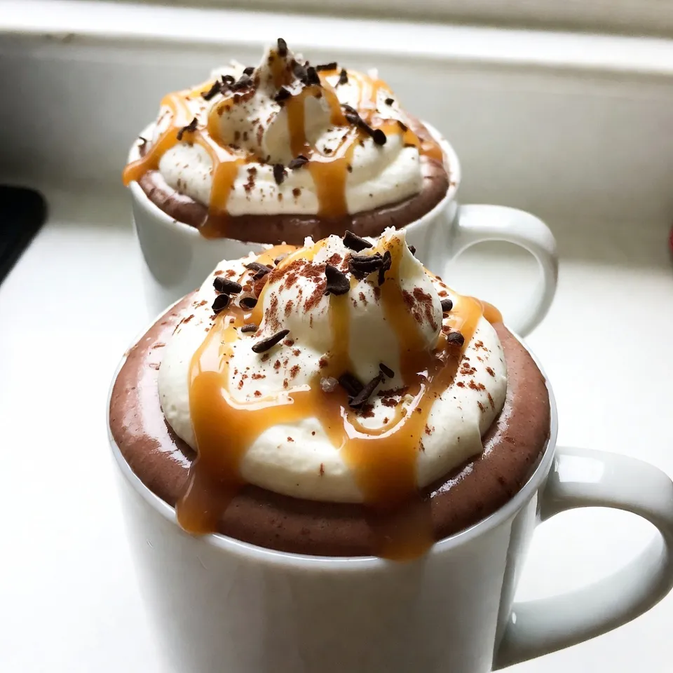 The right ingredients make all the difference in this salted caramel hot chocolate. Here’s what you need: - 2 cups whole milk - 1 cup heavy cream - 1/2 cup semi-sweet chocolate chips - 2 tablespoons unsweetened cocoa powder - 1/4 cup caramel sauce (store-bought or homemade) - 1 teaspoon vanilla extract - 1/4 teaspoon sea salt (plus extra for garnish) - Whipped cream, for topping - Chocolate shavings, for garnish You can swap some ingredients if needed. Use almond milk or oat milk for a dairy-free version. Dark chocolate chips can replace semi-sweet chips for a richer taste. If you want a less sweet drink, skip the caramel sauce. You can also use flavored syrups like hazelnut or peppermint for a fun twist. Using fresh ingredients enhances the flavor. Choose whole milk and cream with a recent date. Opt for high-quality chocolate chips for the best melt. If you make caramel at home, use fresh butter and cream. For the whipped cream, make it just before serving for a light, airy topping. {{ingredient_image_1}} First, grab a medium saucepan. Pour in 2 cups of whole milk and 1 cup of heavy cream. Heat it over medium heat. Stir gently as it warms. You want it to steam but not boil. This step helps blend the flavors well. Next, add 1/2 cup of semi-sweet chocolate chips and 2 tablespoons of unsweetened cocoa powder to the warm mixture. Whisk it together. Keep whisking until the chocolate melts. You want the drink to be smooth and rich. Now, it's time to add the fun stuff! Stir in 1/4 cup of caramel sauce, 1 teaspoon of vanilla extract, and 1/4 teaspoon of sea salt. Mix everything until it’s well combined and warm. Taste your hot chocolate. If you want it sweeter, add a little more caramel sauce. Pour the hot chocolate into mugs. Top each mug with whipped cream. Drizzle more caramel sauce on top. Finish with a sprinkle of sea salt and chocolate shavings. Enjoy your cozy drink! To get the best texture, use whole milk and heavy cream. This mix gives the hot chocolate a rich, creamy feel. Heat the milk and cream gently. Stir until it steams, but don’t let it boil. Boiling can make it grainy. Whisk in the chocolate chips until they melt. This keeps the drink smooth. For a deeper flavor, use semi-sweet chocolate chips and cocoa powder. They bring out the chocolate taste. Adding caramel sauce gives a sweet touch. Adjust the amount based on your taste. A dash of sea salt balances the sweetness and adds depth. Always taste and tweak the flavors before serving. Serve your hot chocolate in nice mugs. For a special twist, rim the mugs with melted chocolate and sea salt. This adds a fun crunch. Top with whipped cream for a fluffy finish. Drizzle extra caramel sauce over the cream. Finish with a sprinkle of sea salt and chocolate shavings. This makes it look as good as it tastes! Pro Tips Use Quality Chocolate: The flavor of your hot chocolate greatly depends on the quality of the chocolate chips. Opt for a high-quality semi-sweet chocolate for a richer taste. Homemade Caramel Sauce: If you have the time, try making your own caramel sauce. It adds a personal touch and can enhance the flavor of your hot chocolate. Adjust to Your Taste: Feel free to adjust the sweetness and saltiness according to your preferences. Taste the hot chocolate before serving and modify as needed. Presentation Matters: For an impressive presentation, consider garnishing with a sprinkle of sea salt and chocolate shavings. A well-decorated mug makes the experience even more delightful. {{image_2}} You can make your salted caramel hot chocolate even better by adding spices. Try a pinch of cinnamon for warmth and sweetness. Nutmeg adds a nice holiday flair. You can also use cayenne pepper to create a spicy kick. Just a dash will do! Each spice brings its own unique flavor. Experiment with your favorites to find the mix you love. If you want a dairy-free version, use almond milk or oat milk instead of whole milk and cream. They create a creamy texture that works well. Replace heavy cream with coconut cream for richness. You can also use vegan chocolate chips for a fully plant-based treat. It’s easy to enjoy this drink while staying dairy-free! Toppings can change the whole experience of your hot chocolate. Instead of whipped cream, try using coconut whipped cream for a lighter touch. Marshmallows can add fun and sweetness. You might also sprinkle crushed peppermint on top for a festive look. Another idea is to use crushed cookies or toffee bits for crunch. Get creative and find the toppings that make your drink unique! To keep your salted caramel hot chocolate fresh, pour any leftover drink into a sealed container. Store it in the fridge for up to three days. Make sure to let it cool before sealing. This helps keep the flavors intact. When you’re ready to enjoy your hot chocolate again, pour it into a saucepan. Heat it over low heat, stirring often. This helps prevent burning. You can also use the microwave. Heat in short bursts, stirring in between. Do not let it boil. If you want to freeze your hot chocolate, pour it into ice cube trays. This makes it easy to use later. Once frozen, transfer the cubes to a freezer bag. They can last for up to three months. To use, just thaw in the fridge or reheat directly in a pan. Yes, you can! Dark chocolate gives a richer flavor. Milk chocolate makes it sweeter. You can also mix different types. This change will create a new taste. Just remember, the amount of chocolate affects the sweetness. Adjust the caramel sauce if needed. Absolutely! Doubling the recipe is simple. Just use twice the ingredients. Make sure your pot is big enough. Heat the milk and cream in batches if needed. This hot chocolate warms hearts. It is perfect for gatherings and cozy nights. You can find salted caramel sauce at many stores. Look in the baking aisle or near the ice cream toppings. Many brands offer it, so choose your favorite. You can also make your own at home. Homemade sauce adds a personal touch. In this post, we covered key ingredients, step-by-step instructions, and helpful tips. You learned how to choose fresh ingredients and make easy substitutions. I shared tricks for perfect texture and ways to enhance flavor. You also discovered fun variations and storage info for leftovers. Remember, cooking should be fun. Experiment and make this your own. Enjoy your delicious creation!