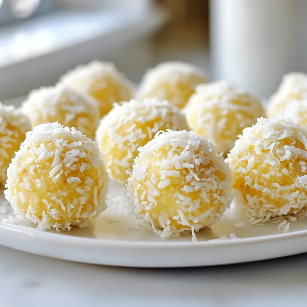 - 1 cup raw and unsalted almonds - 1 cup pitted dates - 1/2 cup shredded unsweetened coconut - 1/4 cup almond butter - 2 tablespoons chia seeds - 1 teaspoon vanilla extract - Pinch of sea salt These ingredients combine to create a tasty and healthy snack. The almonds provide crunch and healthy fats. Dates add sweetness, while shredded coconut gives a tropical touch. Almond butter ties it all together, offering creaminess. Chia seeds boost nutrition with fiber and protein. A dash of vanilla makes everything more aromatic. Finally, a pinch of sea salt enhances all the flavors. - Calories per serving: Each bite has about 100 calories. - Macronutrient breakdown: - Fat: 6 grams - Carbs: 10 grams - Protein: 3 grams These energy bites are not just tasty; they are good for you too. Almonds are rich in vitamin E and magnesium. Dates provide energy and are high in fiber. Coconut gives healthy fats while chia seeds offer omega-3s. Together, these ingredients support heart health and keep you full. They are perfect for a quick snack or a pre-workout boost. {{ingredient_image_1}} Using a food processor makes this recipe easy. Here are some tips: - Make sure the processor is dry. - Pulse in short bursts to avoid making almond butter. Now, let's break down the steps: 1. Add 1 cup of raw almonds to the food processor. Pulse them until they are finely chopped. 2. Next, add 1 cup of pitted dates. Process until the mixture is sticky and combined. 3. Now, add 1/2 cup of shredded coconut, 1/4 cup of almond butter, 2 tablespoons of chia seeds, 1 teaspoon of vanilla extract, and a pinch of sea salt. Process until everything is mixed well. It should hold together when pressed. To form bite-sized balls, use your hands. Roll the mixture into small balls, about 1 inch in size. This is fun and easy! - Place the energy bites on a parchment-lined tray. Make sure they have space between them. - For extra coconut flavor, roll each bite in more shredded coconut before placing them on the tray. Chilling is key for texture. Place the tray in the fridge for at least 30 minutes. This helps the bites firm up, making them easier to eat. Enjoy your tasty snack! To make these energy bites just right, you can change the sweetness. If you want them sweeter, add more dates. If you like less sugar, use fewer dates. The key is to find what tastes best for you. Consistency matters too. The mixture should be sticky but not too wet. If it’s too dry, add a bit more almond butter. If it’s too wet, add a little shredded coconut. This way, you can shape the bites easily. Getting creative with how you serve these bites makes them more fun. You can stack them on a bright plate or fill a small mason jar. Tie a ribbon around the jar for a nice gift. For drinks, these bites go well with a glass of almond milk or coconut water. You can also enjoy them with fruit, like apple slices or banana. This adds flavor and nutrients to your snack time! Pro Tips Use Fresh Ingredients: Opt for fresh, high-quality almonds and dates to enhance the flavor and texture of your energy bites. Customize Your Mix-ins: Feel free to add other ingredients like cocoa powder, dried fruits, or nuts to create your own unique flavor combinations. Store Properly: Keep the energy bites in an airtight container in the refrigerator for up to a week, or freeze them for longer shelf life. Perfect Portioning: Use a cookie scoop or measuring spoon to ensure each energy bite is uniform in size for even flavor and texture. {{image_2}} You can easily change the flavor of your Coconut Almond Energy Bites. If you love chocolate, try adding chocolate chips or cocoa powder. Just mix in about 1/4 cup of chocolate chips when you combine the other ingredients. This sweet addition will make the bites even more yummy. Another fun idea is to switch up the nut butter. Instead of almond butter, use peanut or cashew butter. Each nut butter brings its own taste. Peanut butter gives a rich, bold flavor. Cashew butter adds a creamy, mild taste. You can even mix different nut butters for a unique spin! Making these energy bites vegan or gluten-free is simple. The recipe is already vegan since it uses no animal products. To make it gluten-free, just check that your ingredients are certified gluten-free. This is important if you have allergies. For those with common allergens, there are easy swaps. If you can't have nuts, use seeds like sunflower or pumpkin seeds. For sweeteners, consider maple syrup instead of dates. Just remember that these changes will affect the taste and texture. Always experiment to find your favorite mix! To keep your energy bites fresh, store them in an airtight container. This helps prevent air from making them dry. Place the container in the fridge for optimal freshness. They will stay good for about one week in the fridge. If you want to keep them longer, you can freeze them. In the freezer, these bites will last for up to three months. Just make sure to separate them with parchment paper. This way, they won't stick together. You can tell if your energy bites have gone bad by checking for a few signs. If they smell sour or off, it's best to toss them. Also, look for changes in texture. If they become hard or dry, they are past their prime. For freshness, always check the dates on your ingredients, especially the dates and almond butter. Storing them correctly helps maintain their taste and texture. To make Coconut Almond Energy Bites, follow these simple steps: 1. Chop the almonds: In a food processor, add 1 cup of raw almonds. Pulse them until finely chopped. Be careful not to turn them into almond butter. 2. Add the dates: Next, add 1 cup of pitted dates. Process until the mix becomes sticky and well combined. 3. Mix in other ingredients: Add 1/2 cup of shredded coconut, 1/4 cup of almond butter, 2 tablespoons of chia seeds, 1 teaspoon of vanilla extract, and a pinch of sea salt. Process again until everything is blended. 4. Form the bites: Use your hands to roll the mixture into small balls, about 1 inch wide. 5. Chill: Place the bites on a parchment-lined tray. Refrigerate them for at least 30 minutes to firm up. Yes, you can substitute some ingredients based on your taste or what you have on hand: - Nuts: Swap almonds for walnuts or cashews. - Dates: Use dried figs or raisins if you prefer. - Nut butter: Substitute almond butter with peanut or sunflower seed butter. - Coconut: If you dislike coconut, you can leave it out or use rolled oats instead. Coconut Almond Energy Bites are a great snack choice. They are rich in healthy fats, protein, and fiber. Here are some health benefits: - Almonds: Provide good fats and protein. - Dates: Offer natural sweetness and fiber. - Chia seeds: Add omega-3 fatty acids and antioxidants. - Coconut: Contains healthy fats and adds flavor. These bites are a better alternative to sugary snacks. They provide a boost of energy without a sugar crash later. Enjoy them as a quick snack or a post-workout treat! This blog post covered how to make delicious Coconut Almond Energy Bites. We reviewed the key ingredients, their health benefits, and the step-by-step process for preparation. I shared tips for adjusting sweetness and suggested fun ways to serve them. You can also explore flavor variations and important storage tips. These bites are simple to make and great for a healthy snack. You now have all the info to create your own tasty treats. Enjoy your cooking!