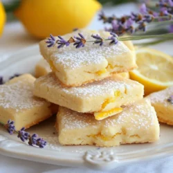 - 1 cup unsalted butter, softened - 2/3 cup powdered sugar - 1 tablespoon culinary lavender, finely chopped - Zest of 1 lemon - 2 tablespoons fresh lemon juice - 2 cups all-purpose flour - 1/4 teaspoon salt - Additional powdered sugar for dusting (optional) To make the Lemon Lavender Shortbread, gather these simple ingredients. The unsalted butter gives the cookies a rich base. You want the butter softened to mix well with the sugar. The powdered sugar adds sweetness and a soft texture. Culinary lavender brings a unique floral taste. Make sure to chop it finely to spread the flavor evenly. The zest of the lemon adds a bright note, while fresh lemon juice adds tang. All-purpose flour makes up the bulk of the dough. The small amount of salt balances the sweetness. If you like, you can use extra powdered sugar to dust the cookies after baking. This adds a nice touch for presentation. These ingredients blend to create a delightful treat that is both simple and elegant. Now that you have your ingredients ready, you're one step closer to enjoying this lovely shortbread! {{ingredient_image_1}} Making Lemon Lavender Shortbread is easy and fun. Start by gathering all your ingredients. You will need unsalted butter, powdered sugar, culinary lavender, lemon zest, lemon juice, all-purpose flour, and salt. Preheat your oven to 350&deg;F (175&deg;C) and line a baking sheet with parchment paper. This step helps the cookies bake evenly. In a large mixing bowl, cream the softened butter with powdered sugar. Use a hand mixer or stand mixer. Mix until the mixture is light and fluffy. Next, add finely chopped lavender, lemon zest, and lemon juice. Mix again until everything combines well. In another bowl, whisk together all-purpose flour and salt. Gradually add this to the butter mixture. Mix until a dough forms. Once your dough is ready, turn it out onto a lightly floured surface. Shape it into a log or rectangle, about 1 inch thick. Wrap the dough in plastic wrap. Chill it in the fridge for 30 minutes. This step firms up the dough, making it easier to slice. After chilling, slice the dough into 1/4-inch thick rounds. Place them on the prepared baking sheet, leaving about 1 inch between each cookie. Now it&rsquo;s time to bake! Place the baking sheet in the preheated oven. Bake for 12 to 15 minutes. The edges should be lightly golden. Once done, remove the cookies from the oven. Let them cool on the baking sheet for 5 minutes. Then transfer the cookies to a wire rack to cool completely. If you like, dust them with extra powdered sugar for a sweet touch. Enjoy your delightful Lemon Lavender Shortbread! To get the perfect texture in your shortbread, cream the butter and sugar well. This step adds air and makes your cookies light. Use softened butter for ease. Make sure you do not overwork the dough once you add the flour. This keeps your cookies tender. Using fresh ingredients makes a big difference. Opt for unsalted butter to control the saltiness. Choose culinary lavender from a trusted source for the best flavor. Fresh lemons give a bright taste, so use the zest and juice right away. Lemon lavender shortbread pairs well with tea or coffee. You can also enjoy it with fresh fruit or whipped cream. Try serving them with a light lemon glaze for extra zing. A sprinkle of sea salt on top can enhance the flavors too. Pro Tips Use Fresh Ingredients: For the best flavor, use fresh lemon juice and high-quality culinary lavender. Chill the Dough: Chilling the dough helps the cookies maintain their shape while baking. Don't skip this step! Watch the Baking Time: Every oven is different, so keep an eye on the cookies as they bake to avoid over-browning. Perfect Powdered Sugar Dusting: Use a fine mesh sieve to evenly dust the cookies with powdered sugar for a beautiful finish. {{image_2}} You can jazz up your lemon lavender shortbread with fun flavors. Try adding dried rosemary for an earthy twist. Or mix in some vanilla for a warm sweetness. You can also swap lemon for orange zest. This change gives a fresh burst of flavor. Experimenting with these additions makes your cookies unique! If you need a gluten-free option, use almond flour or a gluten-free blend. Almond flour adds a nutty taste that pairs well with lemon and lavender. Make sure to adjust the amount since almond flour is denser. This change allows everyone to enjoy these delightful cookies without worry. Decorating your shortbread can make it even more special. Try dipping half of each cookie in white chocolate. This adds sweetness and a pretty touch. You can also sprinkle dried lavender on top before baking. A dusting of powdered sugar gives a lovely finish. These small touches make your cookies stand out for any occasion! To keep your Lemon Lavender Shortbread fresh, place them in an airtight container. This helps to lock in moisture and flavor. You can layer the cookies with parchment paper to prevent sticking. Keep the container at room temperature, away from direct sunlight. This way, you can enjoy the sweet taste for days. If you want to save some cookies for later, freezing is easy. First, let the cookies cool completely. Then, place them in a single layer on a baking sheet. Freeze them for about an hour until firm. Once frozen, transfer the cookies to a freezer-safe bag. Remove as much air as possible before sealing. They can last up to three months in the freezer. Lemon Lavender Shortbread keeps well for about one week at room temperature. If stored properly in an airtight container, the cookies stay fresh and tasty. For the best flavor, enjoy them within this time frame. If frozen, remember to thaw them in the fridge before enjoying. This keeps them soft and flavorful. Yes, you can use dried lavender. However, make sure it is food-grade. Regular dried lavender may have chemicals or scents that are not safe to eat. Culinary lavender has a better taste for baking. Use about half the amount of dried lavender compared to culinary lavender. Look for a light golden edge on the cookies. They should be firm but not hard. The center may still look a bit soft. The cookies continue to firm up after you take them out. Let them cool on the baking sheet for five minutes before moving them. These cookies are great with tea or coffee. You can also serve them with fresh fruit. A dollop of whipped cream makes a nice touch. Try pairing them with lemon curd for extra zing. Yes, you can make it vegan! Replace the butter with a vegan butter alternative. Use a powdered sugar that contains no bone char. You can also swap the egg with a flax egg if needed. The flavor will still shine through beautifully. In this post, I shared a delightful lemon lavender shortbread recipe. You learned about each key ingredient, from butter to culinary lavender. I provided step-by-step instructions for mixing, chilling, and baking. Tips on texture and ingredient quality helped you achieve the best results. You also found variations and storage advice. Making this treat is fun and rewarding. Enjoy your cookies and share them with friends!