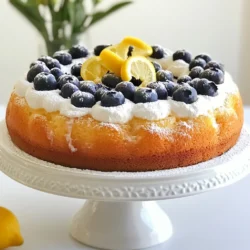 To make a delightful Lemon Blueberry Angel Food Cake, you need some key ingredients: - 1 cup cake flour, sifted - 1 ½ cups granulated sugar, divided - 12 large egg whites, at room temperature - 1 teaspoon cream of tartar - 1 tablespoon lemon juice - Zest of 1 lemon - ½ teaspoon vanilla extract - 1 cup fresh blueberries - ½ cup powdered sugar (for dusting) These ingredients create a light and fluffy cake. The egg whites provide volume and texture, while the lemon juice and zest give it a bright flavor. You can add a few optional ingredients for a twist: - A pinch of salt to enhance flavors - Additional fruit like raspberries or strawberries for a mixed berry cake - Almond extract instead of vanilla for a unique taste These options can give your cake a new personality. Feel free to experiment with these flavors to find your favorite! If you need to make swaps, here are some ideas: - Use all-purpose flour instead of cake flour for a denser cake. - Swap granulated sugar with coconut sugar for a healthier option. - For a dairy-free version, skip the cream of tartar or use lemon juice instead. These substitutions can help fit the cake to your dietary needs while still being tasty. Just remember, each swap may change the final texture a bit. {{ingredient_image_1}} Start by preheating your oven to 350°F (175°C). Do not grease the angel food cake pan. This step is key for the cake to rise properly. Next, take a medium bowl and whisk together 1 cup of cake flour with ½ cup of granulated sugar. This mix should be well combined. Set it aside for later. In a large mixing bowl, add 12 large egg whites and 1 teaspoon of cream of tartar. Use an electric mixer to beat these on medium speed. Watch closely as soft peaks form. This means the mixture will hold a soft shape. Now, increase the speed to high. Gradually add the remaining 1 cup of granulated sugar. Keep mixing until you see stiff peaks. This is where the magic happens! Now it’s time to add flavor. Gently fold in 1 tablespoon of lemon juice, the zest of 1 lemon, and ½ teaspoon of vanilla extract. Be careful not to deflate the egg whites. Next, take your flour mixture. Sift in one-third of it over the egg whites. Use a spatula to fold it in gently. Repeat this until all the flour is mixed in. Finally, fold in 1 cup of fresh blueberries. Be gentle, as you don’t want to break the berries. Pour your batter into the ungreased angel food cake pan. Smooth the top with a spatula. Bake for 35-40 minutes. The cake should be lightly golden and spring back when touched. Once baked, invert the pan onto a wire rack. This cooling method helps prevent collapsing. Let it cool completely before serving. Enjoy the light, fluffy cake! To make your angel food cake light and fluffy, focus on the egg whites. Use fresh egg whites at room temperature. They whip better and create more air. Beat them until they form soft peaks first. This ensures a good base. Gradually add the sugar while mixing. This helps the egg whites hold their shape. When folding in the flour, do it gently. This keeps the air you just whipped in. The mixture should look airy and light. To keep your cake fresh, store it in an airtight container. This prevents it from drying out. You can also wrap it in plastic wrap. If you want to enjoy it later, freeze it. Just slice the cake first, and wrap each piece. This way, you can grab one whenever you want. For extra flavor, serve your cake with lemon curd or whipped cream. These add a nice touch. When it's time to serve, make it look pretty! Place slices on a nice plate. Add a few fresh blueberries on the side for color. A sprinkle of powdered sugar adds elegance. You can also twist some lemon zest on top for flair. This makes your cake not just tasty, but also beautiful. Guests will love the look and taste! Pro Tips Use Room Temperature Egg Whites: Ensure your egg whites are at room temperature for better volume and stability when beaten. Gently Fold to Retain Air: When incorporating the flour mixture and blueberries, fold gently to maintain the aeration achieved in the egg whites. Inverting the Cake Pan: Inverting the cake immediately after baking prevents it from collapsing, ensuring a light and airy texture. Decorative Presentation: For an elegant touch, garnish each slice with a few fresh blueberries and a twist of lemon zest before serving. {{image_2}} You can switch up the blueberries for other fruits. Raspberries add a nice tartness. Strawberries bring a sweet touch and vibrant color. Peaches can give a juicy twist. Just remember, if the fruit is juicy, use less lemon juice. Lemon isn't the only flavor you can use. Try orange juice and zest for a bright citrus taste. Almond extract adds a warm, nutty flavor. You could also mix in some coconut for a tropical vibe. Just be sure to balance the flavors to keep the cake light. To make this cake gluten-free, swap the cake flour for a gluten-free blend. Many brands work well, but check for one that mimics the texture of cake flour. Also, ensure the baking powder is gluten-free. This way, everyone can enjoy this delightful treat! To keep your Lemon Blueberry Angel Food Cake fresh, store it properly. First, let the cake cool completely. Place it in a clean, airtight container. If you don't have one, wrap it tightly in plastic wrap. Avoid cutting the cake until you are ready to serve. This keeps the moisture in and the cake soft. Store it at room temperature for up to three days. If it’s hot or humid, keep it in the fridge for extra freshness. You can freeze your cake if you want to keep it longer. Wrap it well in plastic wrap, then in aluminum foil. This protects it from freezer burn. It can stay in the freezer for up to three months. When you're ready to eat it, remove it from the freezer. Thaw it in the fridge for about six hours or overnight. This way, it stays moist and tasty. Angel food cake has a short shelf life. At room temperature, it lasts about three days. In the fridge, it can last up to a week. For the best flavor, serve it fresh. Dust it with powdered sugar just before serving for a lovely look. Consider pairing it with whipped cream or extra blueberries for an even more delightful treat. Yes, you can use frozen blueberries. Just make sure to thaw them first. Pat them dry with a paper towel to remove excess moisture. This keeps the batter from getting too wet. Frozen blueberries may burst more easily, so be gentle when folding them in. Angel food cake is unique because it is light and fluffy. It uses only egg whites, which create a strong foam. This foam gives the cake its airy texture. Other cakes often use whole eggs or butter, making them denser and richer. The lack of fat in angel food cake allows it to rise high in the oven. You can check if the cake is done by touching the top gently. If it springs back, it is ready. The cake should be lightly golden and have a firm surface. You can also insert a toothpick into the center. If it comes out clean, the cake is done. If it has batter on it, bake for a few more minutes. This article covered how to make a delicious Lemon Blueberry Angel Food Cake. You learned about the key ingredients and some fun variations. We discussed how to prep and bake the cake for a light, fluffy texture. You now have tips to keep it fresh and tasty, along with storage advice. Remember, experimenting with flavors can lead to amazing results. Enjoy sharing this cake with friends and family! Your baking journey is just beginning.