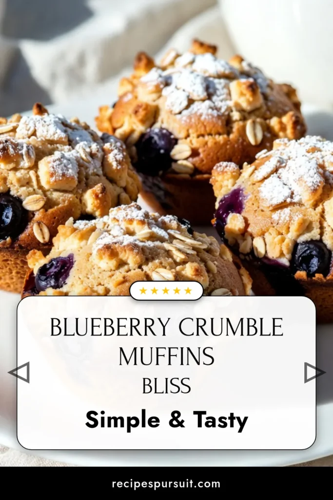 Indulge in these delicious blueberry crumble muffins, the best blueberry muffin recipe you&rsquo;ll ever try! With fresh blueberries and a delightful blueberry muffin crumble topping, this easy blueberry muffins recipe is perfect for breakfast or a snack. In just 35 minutes, you&rsquo;ll enjoy warm, fresh blueberry muffins that everyone will love. Don&rsquo;t miss out&mdash;save this recipe for your next baking adventure! #BlueberryMuffins #MuffinRecipe #BakingIdeas #HealthySnacks