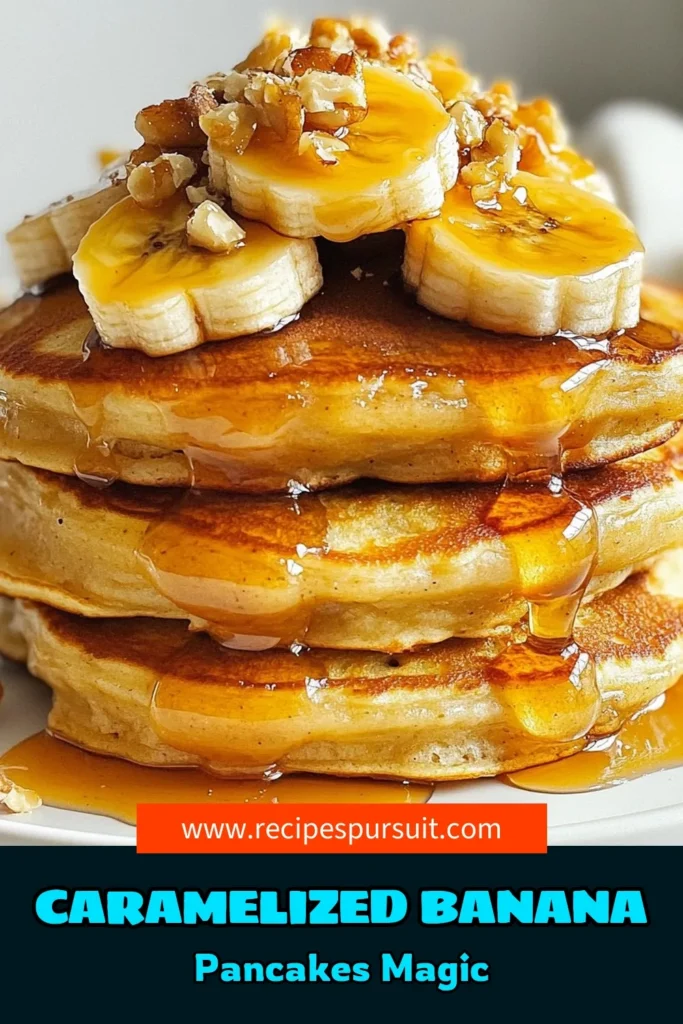 Indulge in these delicious caramelized banana pancakes, the perfect easy pancake recipe for a delightful banana pancake breakfast. With homemade pancakes made fluffy and sweet using ripe bananas and caramelized goodness, you'll want to make this recipe for Sunday brunch and more! Dive into this simple guide and start flipping your fluffy pancakes with caramelized bananas today. Save this recipe for later! #pancakerecipes #breakfastideas #bananapancakes #homemadepancakes