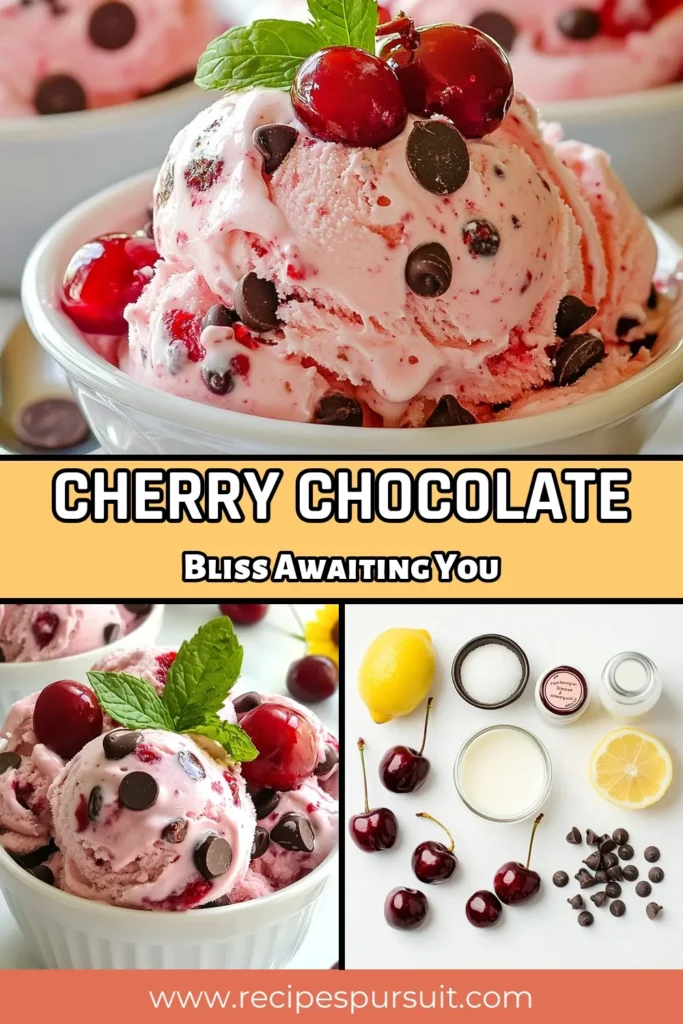 Indulge in this easy cherry dessert recipe with a twist! Our cherry chocolate chip ice cream combines the sweetness of fresh cherries with rich chocolate chips for a delightful homemade ice cream experience. This quick chocolate chip ice cream is perfect for summer treats or any time you crave a cherry indulgence recipe. Try it today and delight your taste buds! Save this recipe for later! #CherryChocolateChip #EasyDesserts #HomemadeIceCream #IceCreamRecipe