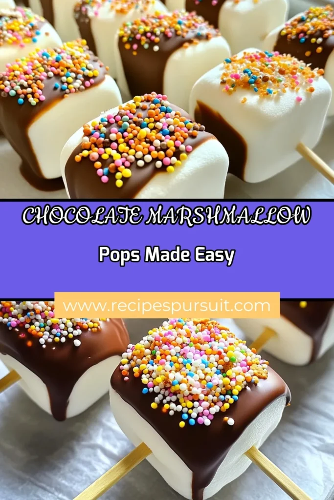 Indulge in these delicious Chocolate Dipped Marshmallow Pops, the ultimate easy marshmallow treats for any occasion! Perfect as chocolate covered desserts or fun party snacks, these homemade marshmallow recipes are sure to impress. Dip marshmallows in melted chocolate and top with colorful sprinkles for a delightful twist. Ready to make your sweet treats? Click for the full recipe and bring joy to your next gathering! #ChocolateDippedMarshmallowPops #EasyMarshmallowTreats #ChocolateCoveredDesserts #FunPartySnacks