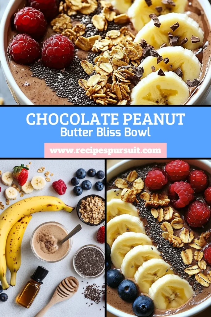 Indulge in a deliciously satisfying Chocolate Peanut Butter Smoothie Bowl that's perfect for breakfast or a snack! This nutrient-dense breakfast bowl features frozen bananas, almond milk, and creamy peanut butter blended into a vegan chocolate smoothie that you&rsquo;ll love. Explore healthy smoothie bowl recipes with fun toppings like granola and fresh berries. Try this energizing bowl today for the ultimate treat! Save for later! #SmoothieBowl #HealthyEating #VeganRecipes #BreakfastIdeas