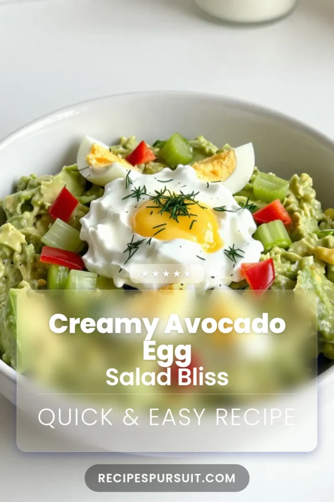 Discover the ultimate creamy avocado egg salad that combines rich flavors and healthy ingredients. This healthy egg salad recipe features creamy mashed avocado with eggs, Greek yogurt, and fresh herbs for a nutritious twist. Perfect for lunch or as a snack, this avocado salad with eggs is quick to make and a must-try! Enjoy this easy avocado recipe today. Save for later and delight in a guilt-free treat! #EggSalad #HealthyRecipes #AvocadoRecipes #EasyMeals