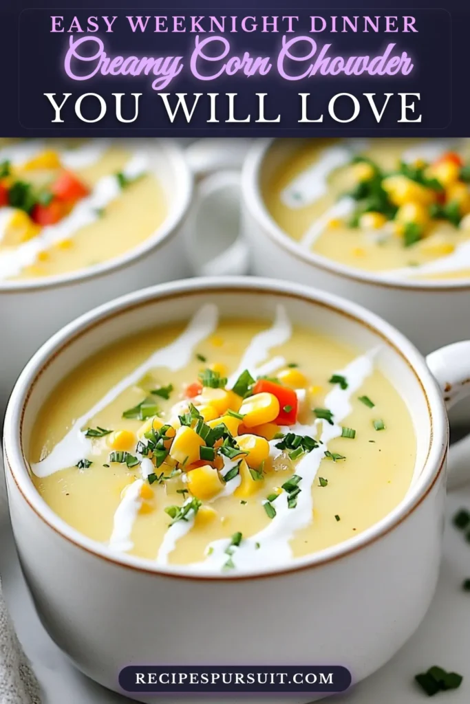 Discover the joy of making creamy corn chowder with this easy chowder recipe! Packed with fresh corn, vegetables, and creamy goodness, this healthy corn chowder is perfect for any meal. You'll love how simple it is to whip up this homemade corn chowder in just 35 minutes. Try this vegetable corn chowder recipe for a comforting, delicious dish that your whole family will enjoy. Save this recipe and start cooking today! #CreamyCornChowder #EasyChowderRecipes #HealthyCornChowder #HomemadeCornChowder