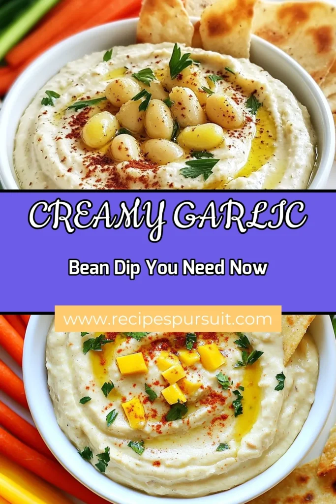 Indulge in this creamy white bean dip featuring roasted garlic&mdash;an irresistible vegan appetizer dip that's perfect for any gathering! This roasted garlic dip recipe combines tahini and flavorful spices for a healthy bean dip that's both delicious and satisfying. Easy to make and perfect with fresh veggies or pita chips. Try this tahini white bean dip today and elevate your snack game! Save this recipe for your next event! #VeganAppetizers #HealthySnacks #WhiteBeanDip #RoastedGarlicDip