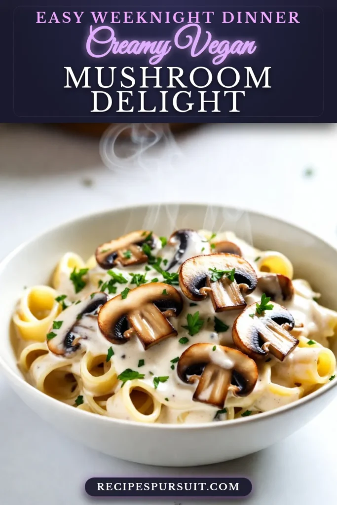 Indulge in this Vegan Creamy Mushroom Stroganoff, a perfect plant-based comfort food that will satisfy all cravings. This creamy vegan pasta recipe features tender mushrooms and rich coconut milk, making it an ideal dairy-free stroganoff. Ready in just 30 minutes, this delicious vegan mushroom stroganoff is perfect for quick weeknight dinners. Click to save and try this easy, savory dish today! #VeganStroganoff #CreamyVeganPasta #DairyFreeRecipe #PlantBasedComfortFood