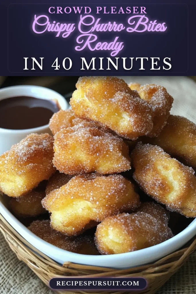 Indulge in this delicious cinnamon sugar churro recipe with these easy churro bites that are perfect for dessert lovers! These homemade churros are crispy fried dough bites, coated in a heavenly cinnamon-sugar mix. Perfect for parties or a sweet treat at home. Follow the simple steps to make your own irresistible cinnamon dessert recipes! Save this recipe for a delightful treat! #ChurroBites #CinnamonSugar #DessertIdeas #HomemadeChurros