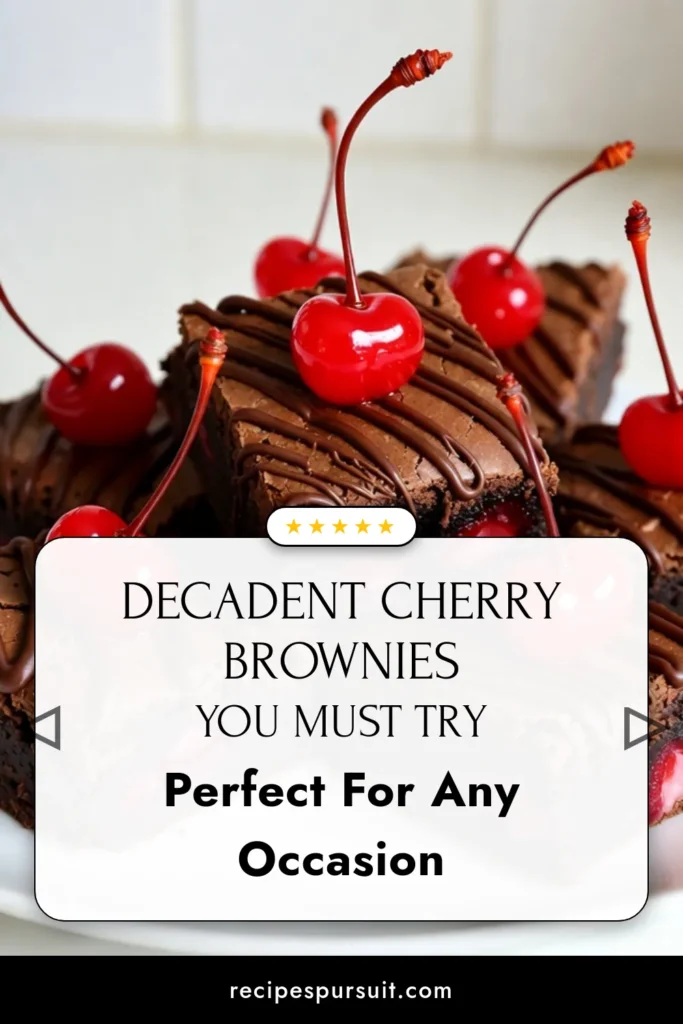 Dive into the delightful world of Chocolate Covered Cherry Brownies! This fudgy brownie recipe features maraschino cherries, creating the perfect cherry dessert. Top it off with a luscious chocolate ganache for an indulgent treat that everyone will love. Ideal for parties or a sweet craving, these chocolate ganache brownies are sure to impress. Click for the full recipe and save this must-try dessert! #ChocolateCoveredCherryBrownies #CherryDessertRecipes #FudgyBrownieRecipe #ChocolateGanacheBrownies