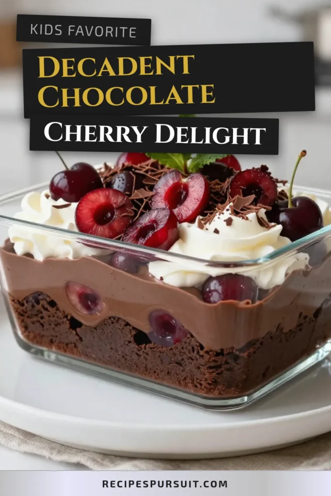 Indulge in this delightful Chocolate Cherry Trifle, a layered brownie dessert that will impress your guests! This easy chocolate trifle recipe combines rich brownies, fresh cherries, and creamy layers of whipped cream and chocolate pudding. Perfect for gatherings or a sweet treat at home, it's a showstopper that&rsquo;s both delicious and visually appealing. Save this Chocolate Cherry dessert for your next occasion! #ChocolateCherryTrifle #BrownieTrifleRecipe #ChocolateCherryDessert #LayeredBrownieDessert