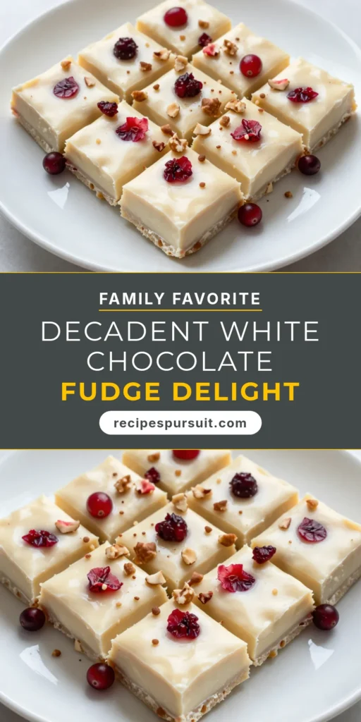 Indulge in the deliciousness of white chocolate cranberry fudge, the ultimate easy fudge recipe perfect for your holiday treats. Made with sweetened condensed milk fudge, this no-bake dessert is simple to prepare and a delightful addition to any festive gathering. With just a few ingredients, including white chocolate chips and dried cranberries, you can create a sweet gift or dessert. Try it today and save for later! #WhiteChocolateCranberryFudge #HolidayTreats #NoBakeDessert #EasyFudgeRecipe