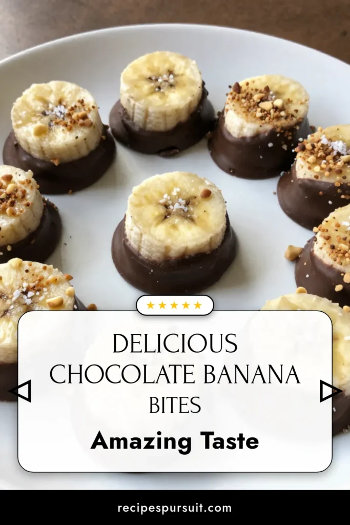 Indulge in these delicious chocolate covered banana bites, the perfect easy frozen snacks for a sweet treat! Made with ripe bananas and rich dark chocolate, these healthy dessert recipes are a guilt-free indulgence. Customize your dark chocolate banana treats with crushed nuts or shredded coconut for an extra crunch. Try this homemade banana candy today and elevate your snacking! Save this recipe for later! #ChocolateCoveredBananaBites #HealthyDesserts #FrozenSnacks #HomemadeCandy