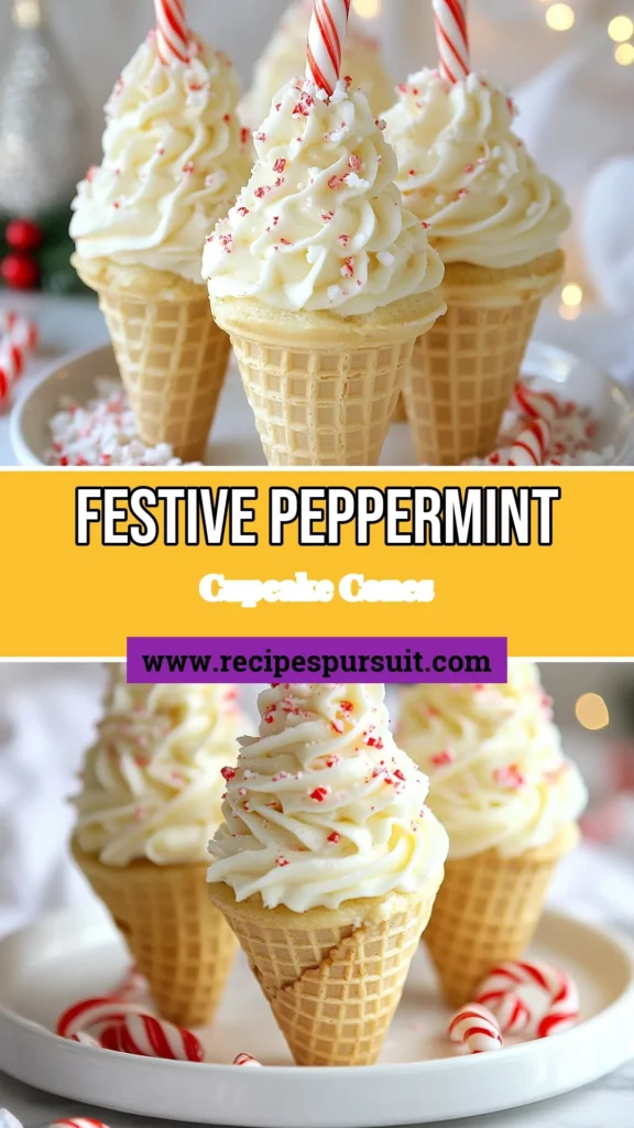 Indulge in the magic of the holidays with these delightful peppermint cupcake cones! These candy cane cupcakes are the perfect holiday dessert recipe for your festive gatherings. Easy to bake and fun to decorate, they make a unique addition to your Christmas baking treats. Surprise your guests with these creative festive cupcake ideas that are sure to impress. Click to discover this recipe and bring joy to your dessert table! #PeppermintCupcakeCones #CandyCaneCupcakes #HolidayDessert #FestiveBaking