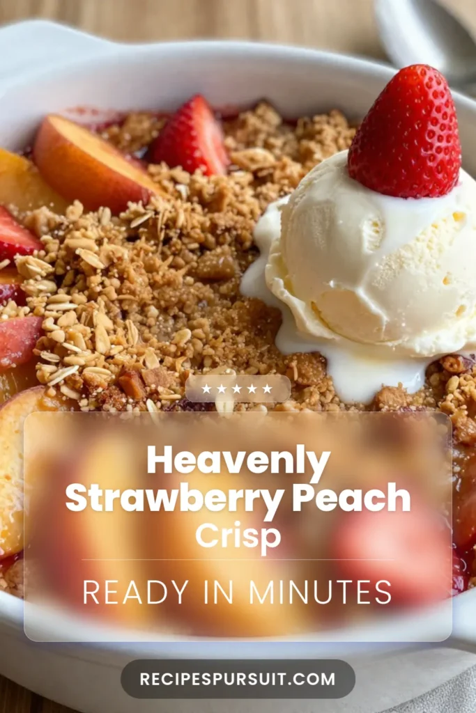 Indulge in the ultimate summer treat with this delicious strawberry peach crisp! This easy dessert with strawberries and peaches combines fresh strawberries and peaches, topped with a crunchy oat mixture for a perfect balance of sweetness and texture. Enjoy this baked strawberry peach dessert warm with ice cream! It's a delightful fruit crisp recipe to impress your family and friends. Try it today! #StrawberryPeachCrisp #SummerDessert #FruitCrispRecipe #EasyDessert