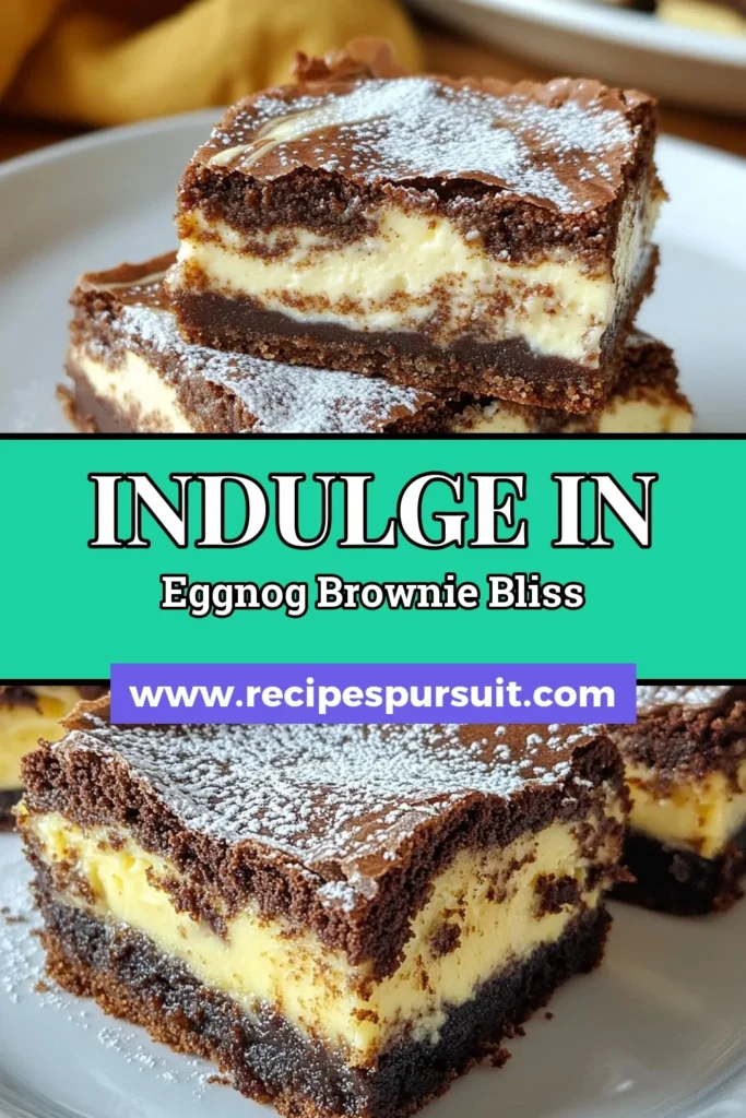 Indulge in the ultimate holiday dessert with these delectable Eggnog Cheesecake Brownies! Perfectly combining rich chocolate brownies with cream cheese and a splash of festive eggnog, these brownies are a must-try for your holiday gatherings. Easy to make and absolutely delightful, they are sure to impress. Save this recipe for your next celebration and treat your loved ones to these festive brownie recipes! #HolidayDessertRecipes #EggnogTreats #BrowniesWithCreamCheese #FestiveBrownieRecipes