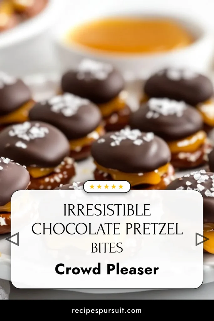 Craving a delicious treat? Try these Chocolate Caramel Pretzel Bites! This easy chocolate pretzel recipe combines the sweet and salty flavors of chocolate-covered pretzels and caramel dessert bites. Perfect for parties or a satisfying snack, these treats are a must-try. Indulge in sweet and salty goodness today! Save this recipe and make your own Chocolate Caramel Pretzel Bites now! #chocolatecaramelpretzelbites #sweetandsaltysnacks #chocolatecoveredpretzels #carameldessertbites
