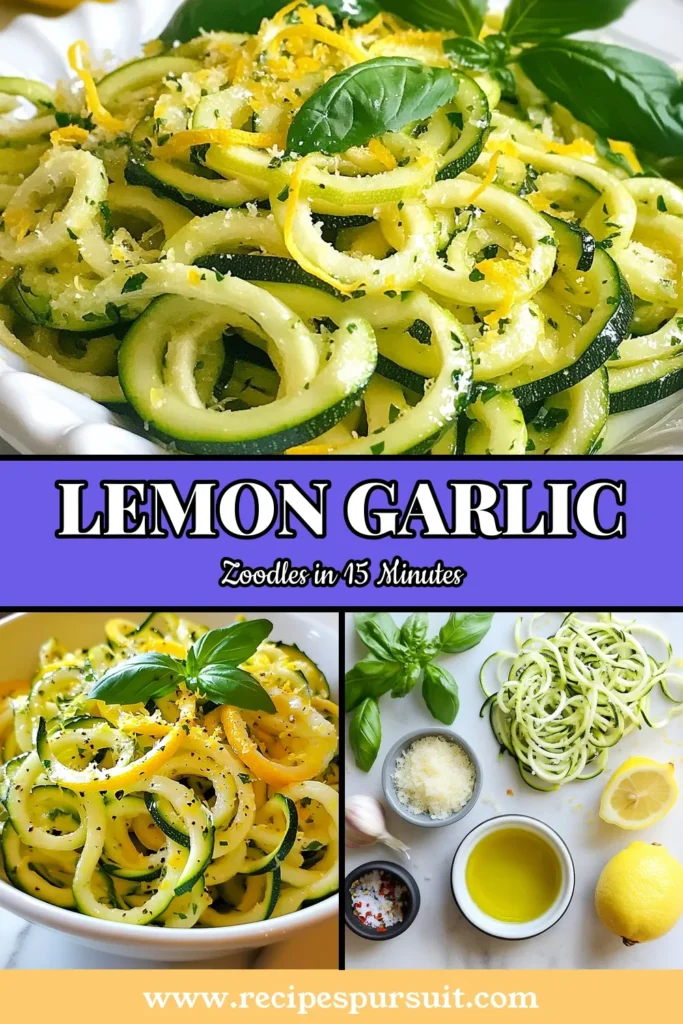 Discover a fresh and flavorful Lemon Garlic Zoodles recipe that takes your spiralized zucchini dishes to the next level! This quick lemon garlic pasta is perfect for those seeking healthy zoodle recipes and delicious vegetarian zucchini noodles. In just 15 minutes, you'll create a mouthwatering meal that's light, zesty, and satisfying. Save this recipe to impress your friends and family! #ZoodleRecipes #HealthyEating #VegetarianPasta #QuickRecipes