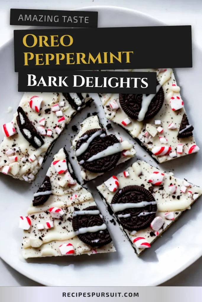 Indulge in the festive spirit with this delicious Oreo peppermint bark recipe! Perfect for the holidays, this easy peppermint dessert combines crunchy Oreos and creamy white chocolate for an irresistible treat. Delight your friends and family with this simple Christmas bark recipe that's a must-try in your holiday candy recipes lineup. Get ready to impress with this white chocolate bark with Oreos. Save this recipe for your next holiday gathering! #OreoPeppermintBark #ChristmasDesserts #PeppermintBark #HolidayBaking