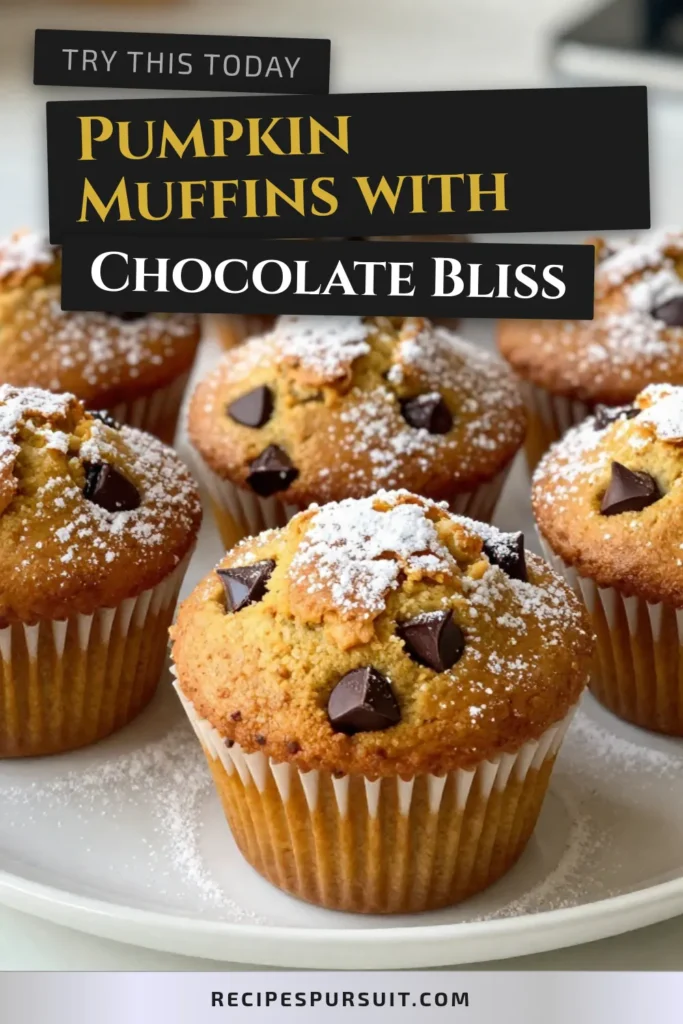 Indulge in these delicious chocolate chip pumpkin muffins that are perfect for fall! This pumpkin muffins recipe combines the warm flavors of cinnamon, nutmeg, and rich chocolate chips, making it one of the best easy pumpkin desserts out there. Enjoy homemade chocolate chip muffins fresh from the oven. Perfect for breakfast or snack time! Try this fall muffin recipe today and elevate your baking game! #PumpkinMuffins #ChocolateChipMuffins #FallBaking #EasyDesserts