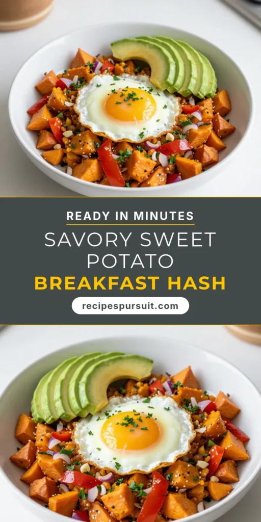 Start your day right with this delicious Sweet Potato Breakfast Hash! This healthy breakfast recipe is packed with flavor and nutrients, making it perfect for anyone seeking easy brunch ideas. With simple ingredients like sweet potatoes, bell peppers, and eggs (or tofu for a vegan sweet potato hash), you can whip up this skillet breakfast recipe in just 30 minutes. Don't miss out&mdash;save this recipe for a vibrant, nutritious start to your mornings! #SweetPotatoHash #HealthyBreakfast #SkilletRecipes #VeganBreakfast