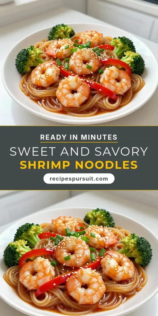 Savor the flavors of this Honey Garlic Shrimp Noodle recipe that&rsquo;s both easy and delicious! Perfect for a quick weeknight dinner, this garlic shrimp stir fry combines succulent shrimp with vibrant vegetables and rice noodles, all coated in a sweet and savory honey garlic sauce. Ready in just 30 minutes, it&rsquo;s a delightful rice noodle shrimp dish that will please the whole family. Try this easy honey garlic noodles recipe today! #HoneyGarlicShrimp #ShrimpNoodleRecipe #GarlicShrimpStirFry #EasyRecipes