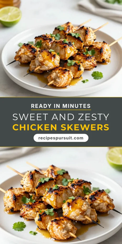 Savor the deliciousness of honey lime chicken skewers with this easy grilled chicken skewers recipe! This recipe features a simple chicken skewers marinade that combines honey, lime juice, and garlic for a flavorful twist. Perfect for a BBQ or weeknight dinner, these honey garlic chicken skewers are sure to impress. Try these lime chicken skewers today and elevate your grilling game. Save this recipe for your next meal! #HoneyLimeChickenSkewers #GrilledChicken #EasySkewers #BBQRecipes
